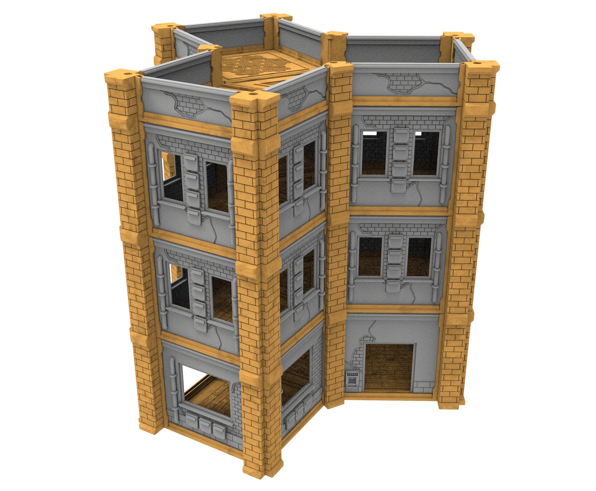 Civilian building printed in PLA and resin usable for warmachine, Damocles, One Page Rule, Firefight, infinity, scifi wargame...