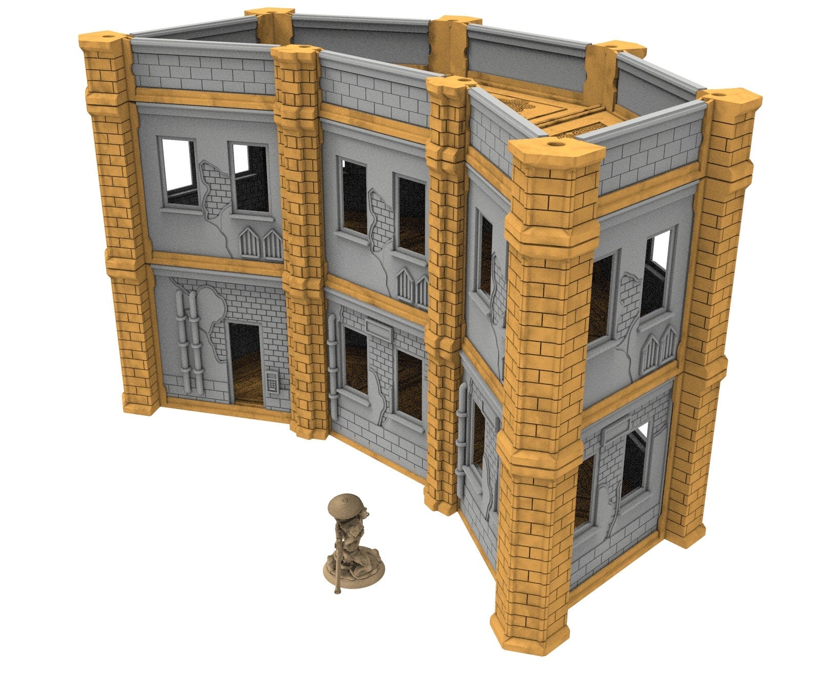 Civilian building printed in PLA and resin usable for warmachine, Damocles, One Page Rule, Firefight, infinity, scifi wargame...