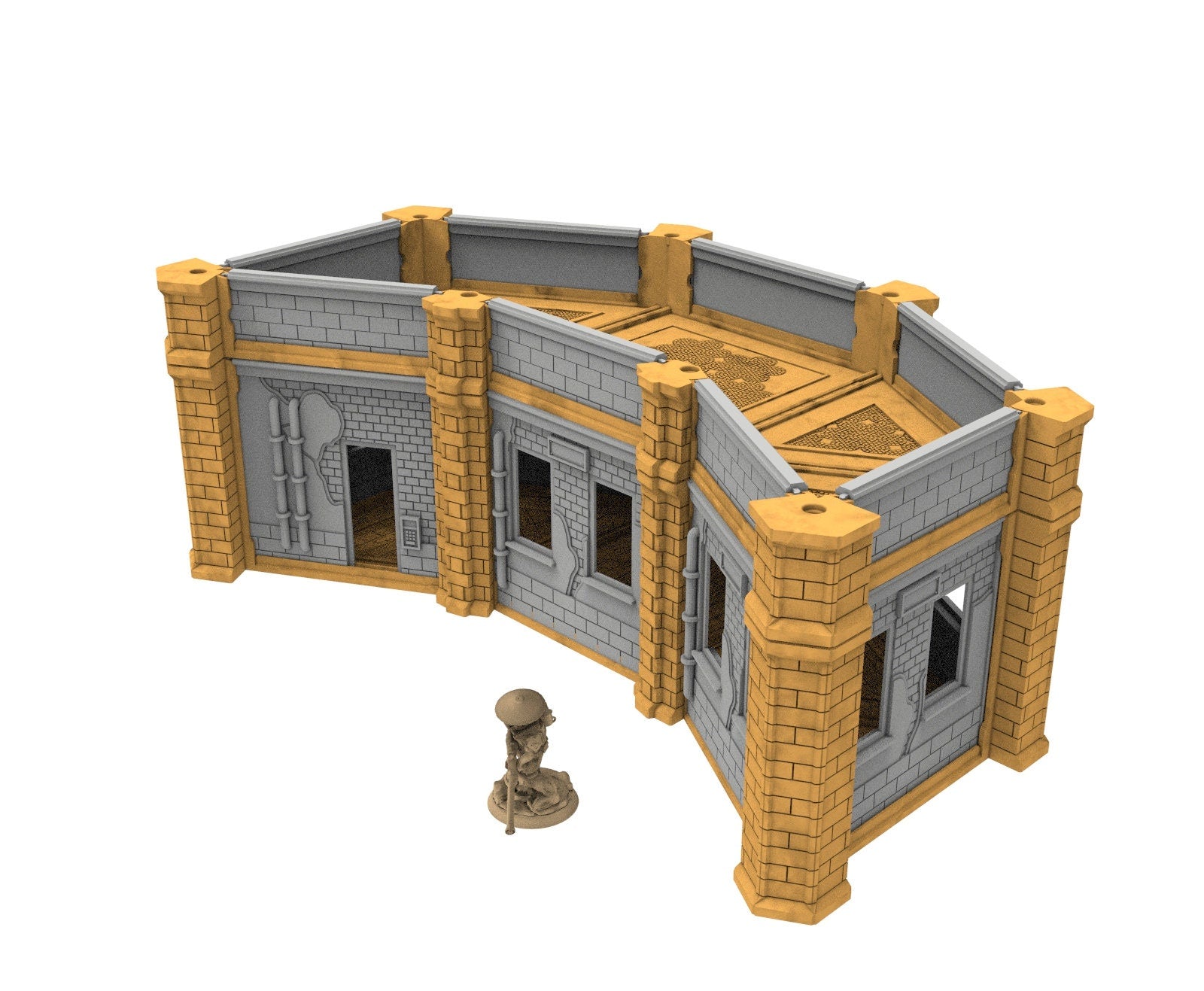 Civilian building printed in PLA and resin usable for warmachine, Damocles, One Page Rule, Firefight, infinity, scifi wargame...