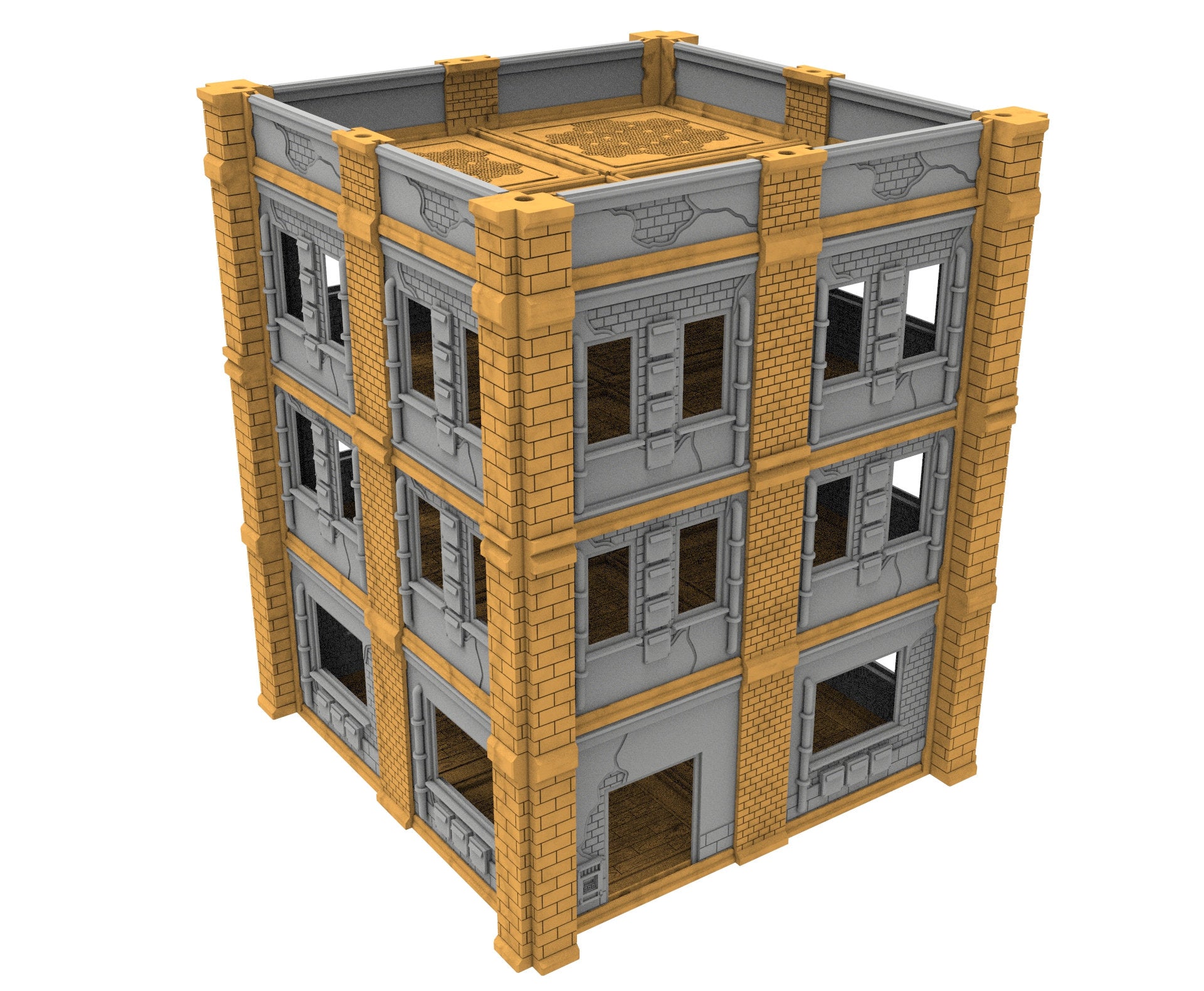 Civilian building printed in PLA and resin usable for warmachine, Damocles, One Page Rule, Firefight, infinity, scifi wargame...