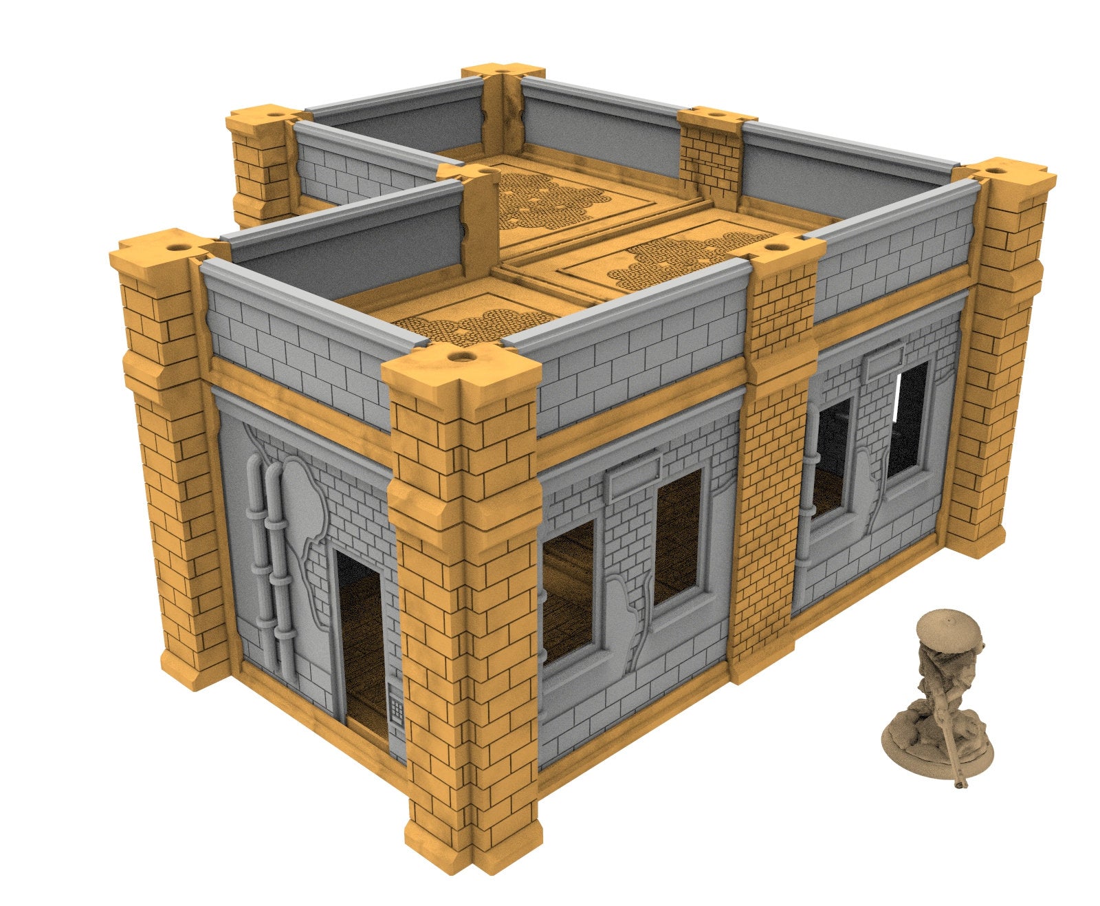 Civilian building printed in PLA and resin usable for warmachine, Damocles, One Page Rule, Firefight, infinity, scifi wargame...