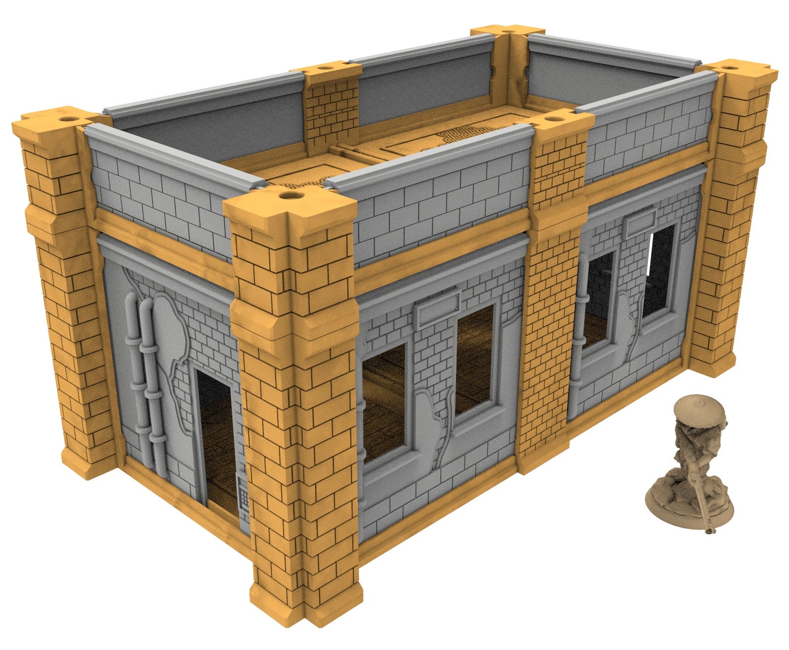 Civilian building printed in PLA and resin usable for warmachine, Damocles, One Page Rule, Firefight, infinity, scifi wargame...