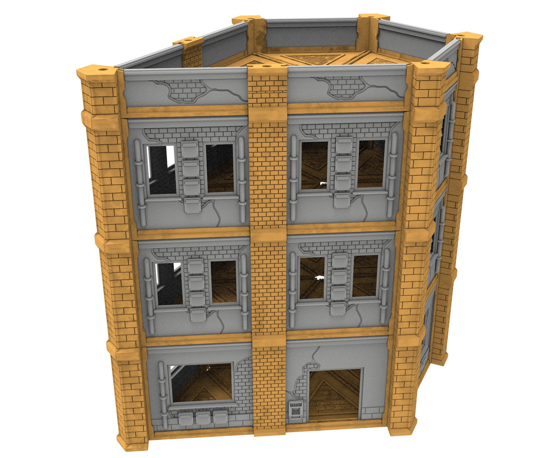 Civilian building printed in PLA and resin usable for warmachine, Damocles, One Page Rule, Firefight, infinity, scifi wargame...