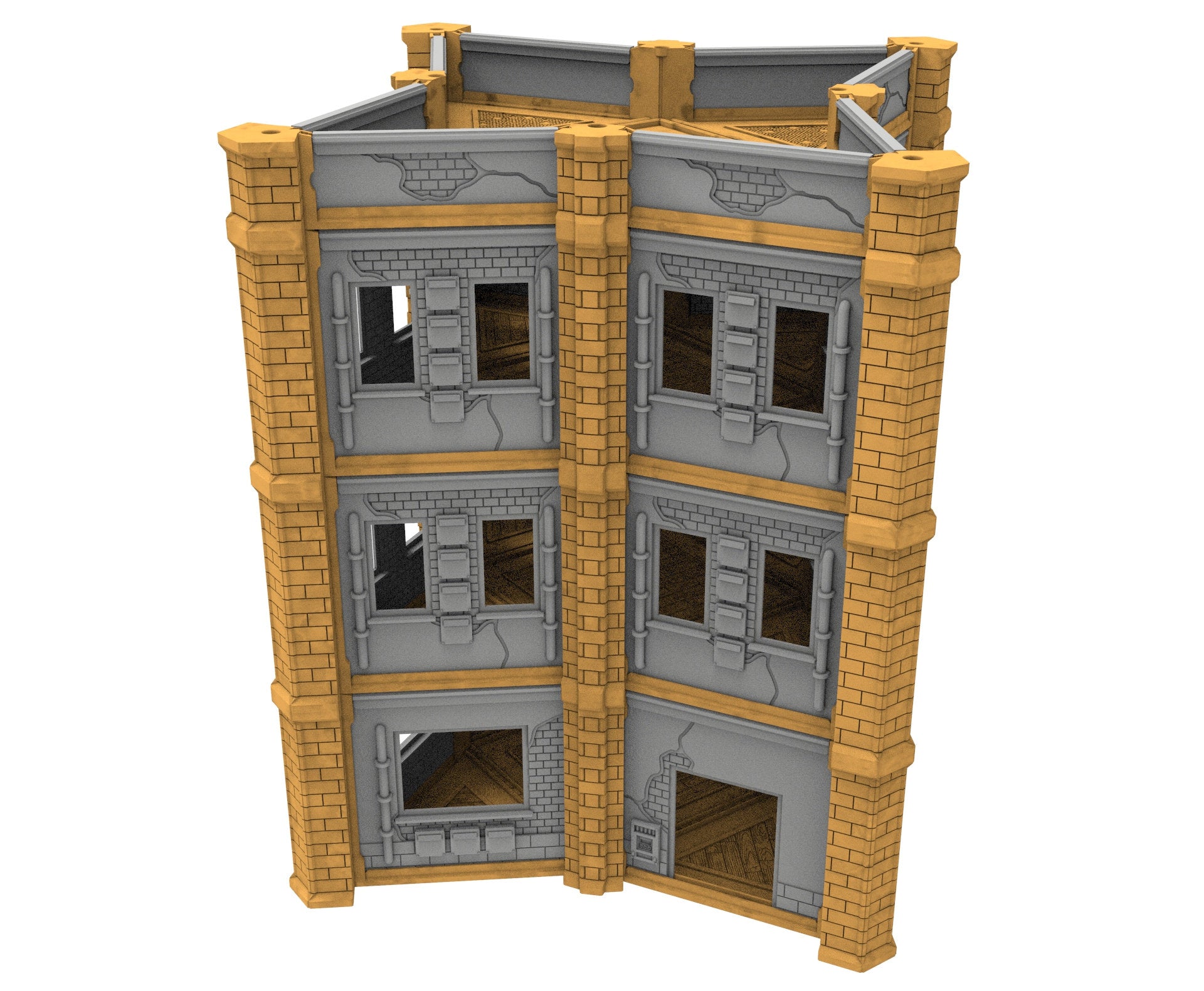 Civilian building printed in PLA and resin usable for warmachine, Damocles, One Page Rule, Firefight, infinity, scifi wargame...