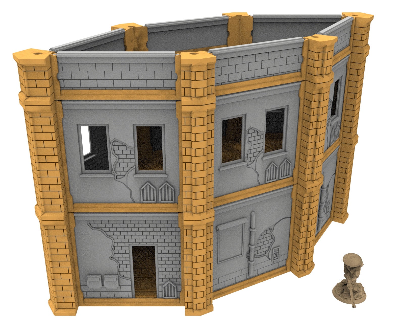 Civilian building printed in PLA and resin usable for warmachine, Damocles, One Page Rule, Firefight, infinity, scifi wargame...