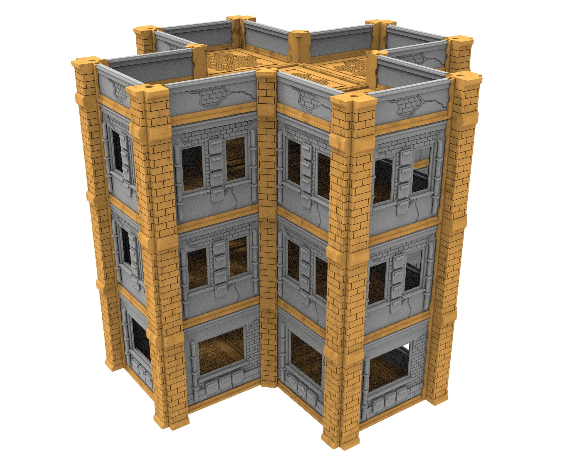 Civilian building printed in PLA and resin usable for warmachine, infinity, One Page Rules, Firefight, Damocles, scifi wargame...