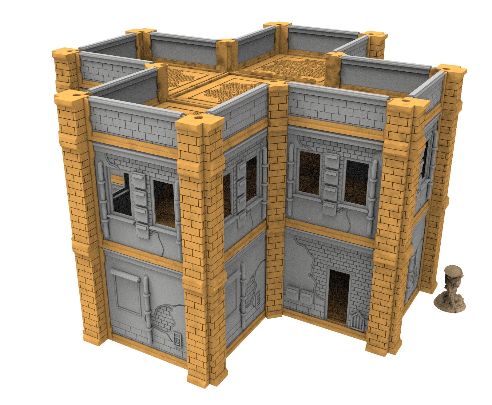 Civilian building printed in PLA and resin usable for warmachine, infinity, One Page Rules, Firefight, Damocles, scifi wargame...