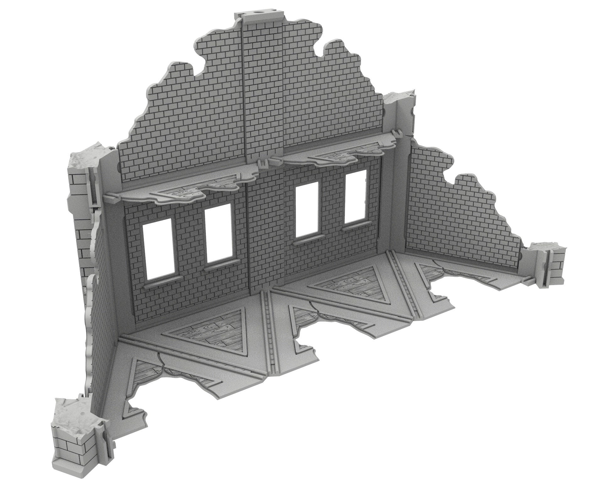 Civilian Ruined building printed in PLA and resin usable for warmachine, Damocles, One Page Rule, Firefight, infinity, scifi wargame...
