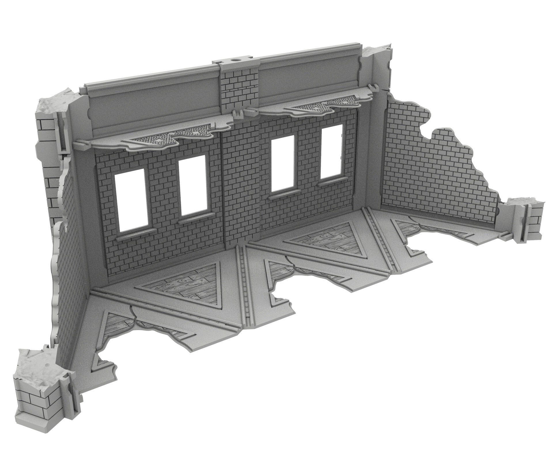 Civilian Ruined building printed in PLA and resin usable for warmachine, Damocles, One Page Rule, Firefight, infinity, scifi wargame...