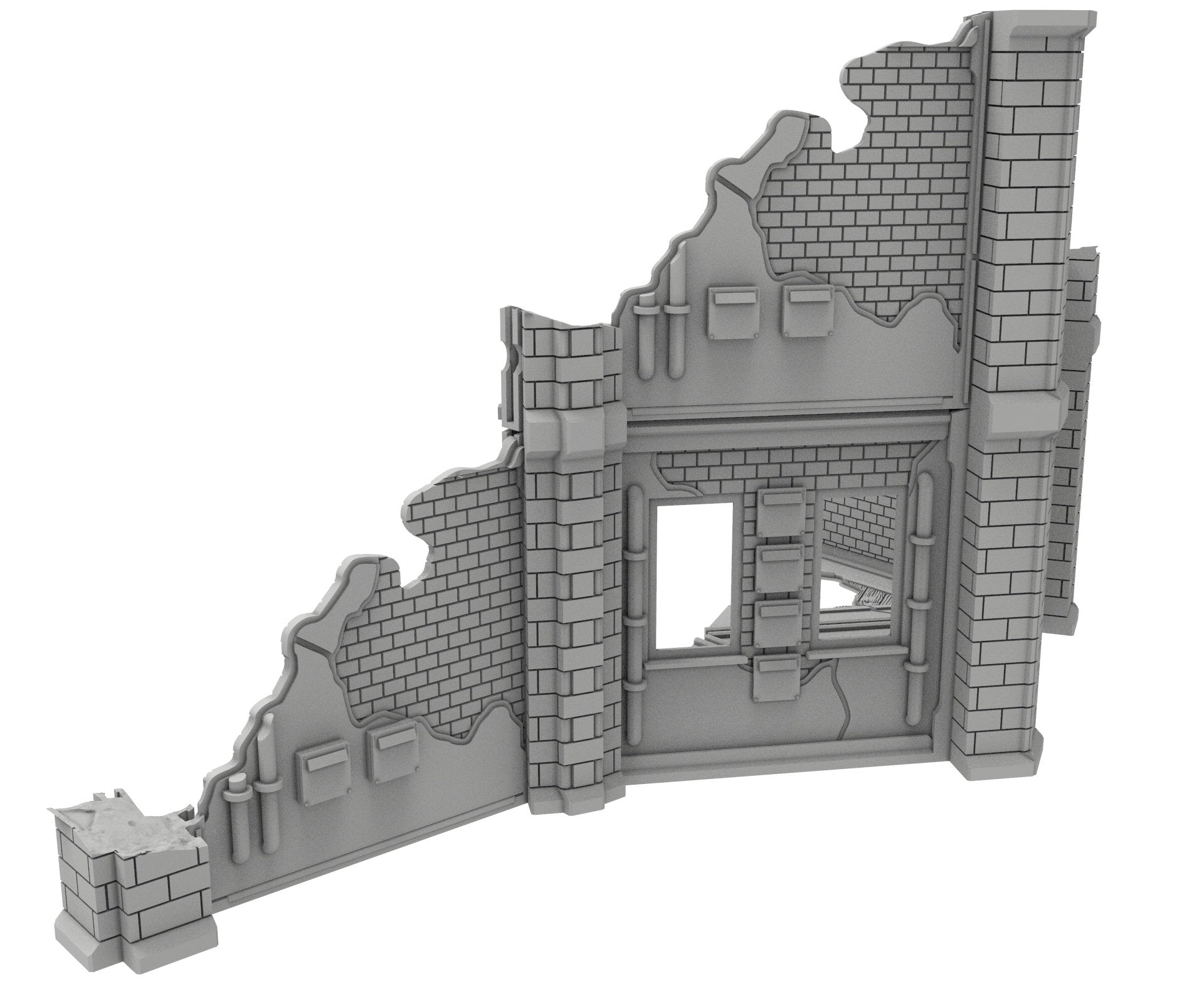 Civilian Ruined building printed in PLA and resin usable for warmachine, Damocles, One Page Rule, Firefight, infinity, scifi wargame...