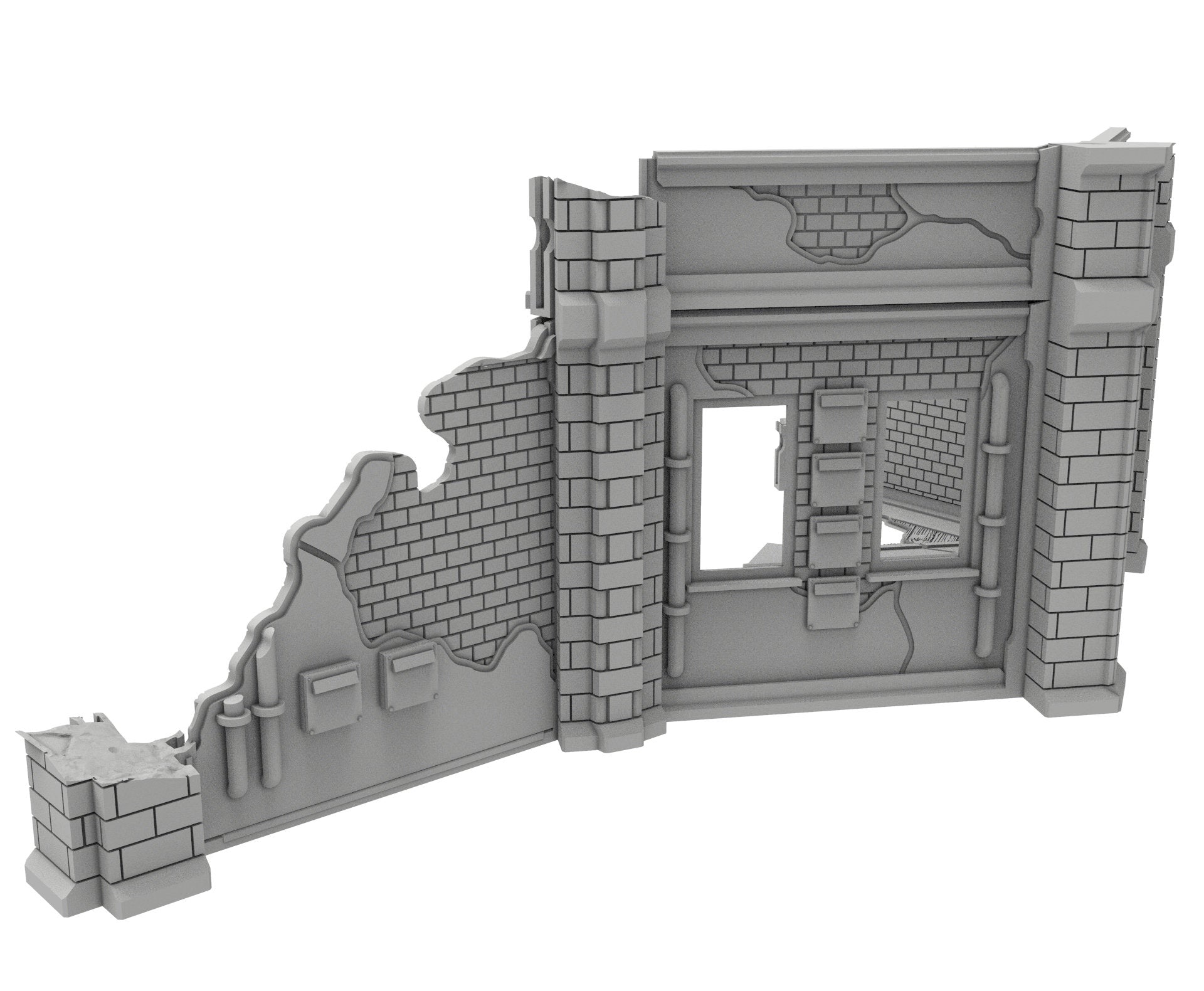 Civilian Ruined building printed in PLA and resin usable for warmachine, Damocles, One Page Rule, Firefight, infinity, scifi wargame...