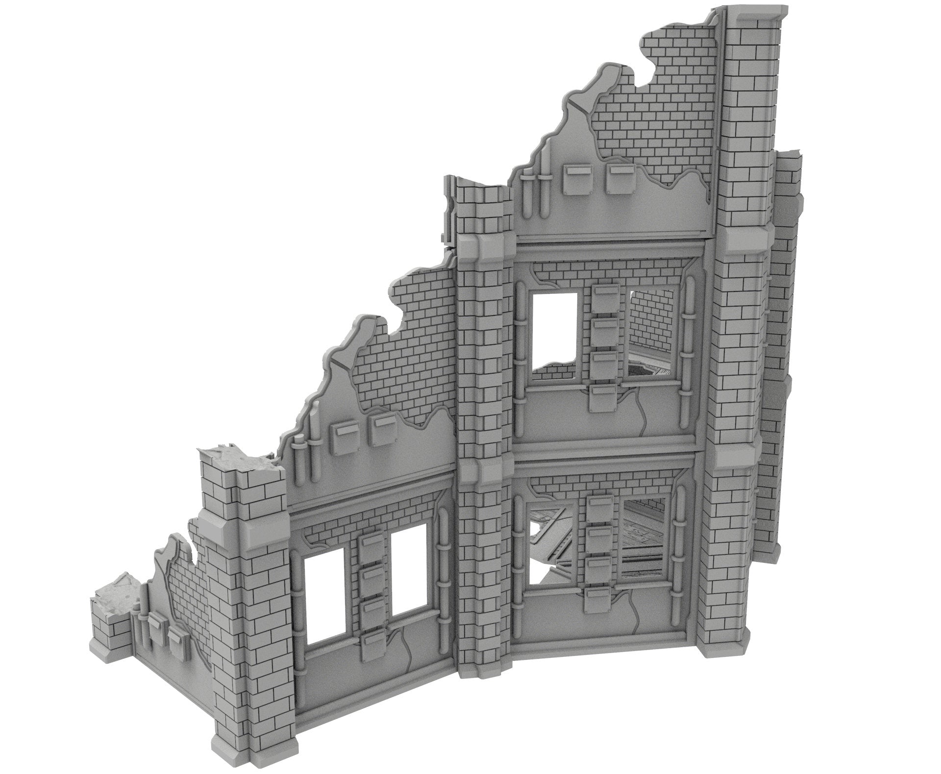 Civilian Ruined building printed in PLA and resin usable for warmachine, Damocles, One Page Rule, Firefight, infinity, scifi wargame...