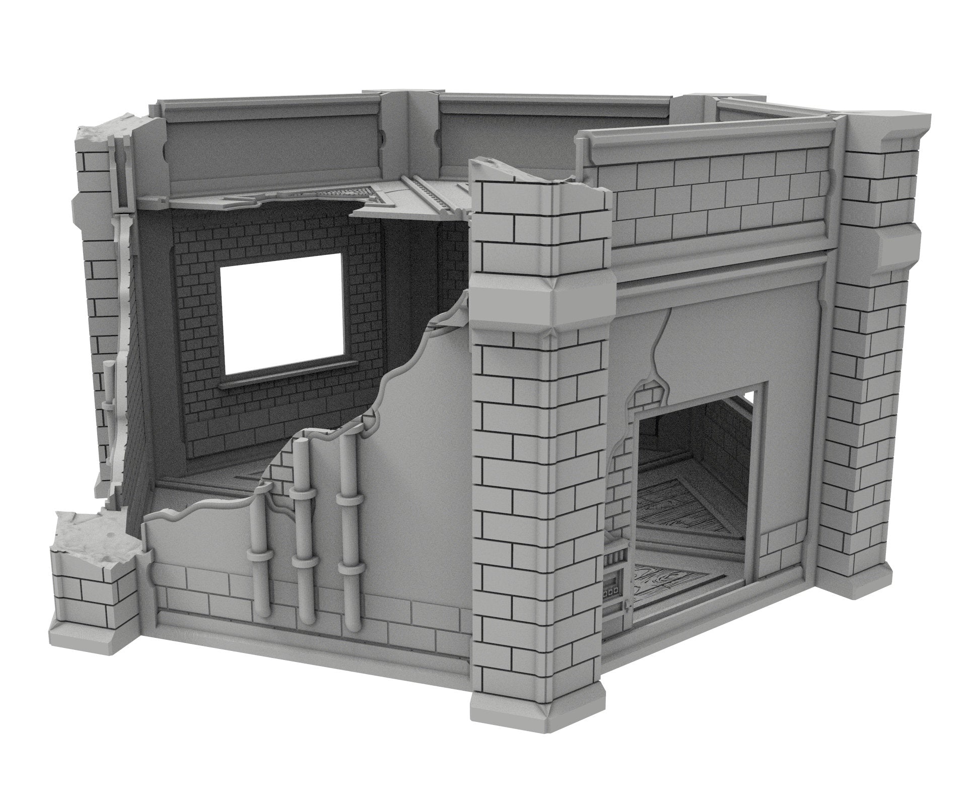 Civilian Ruined building printed in PLA and resin usable for warmachine, Damocles, One Page Rule, Firefight, infinity, scifi wargame...