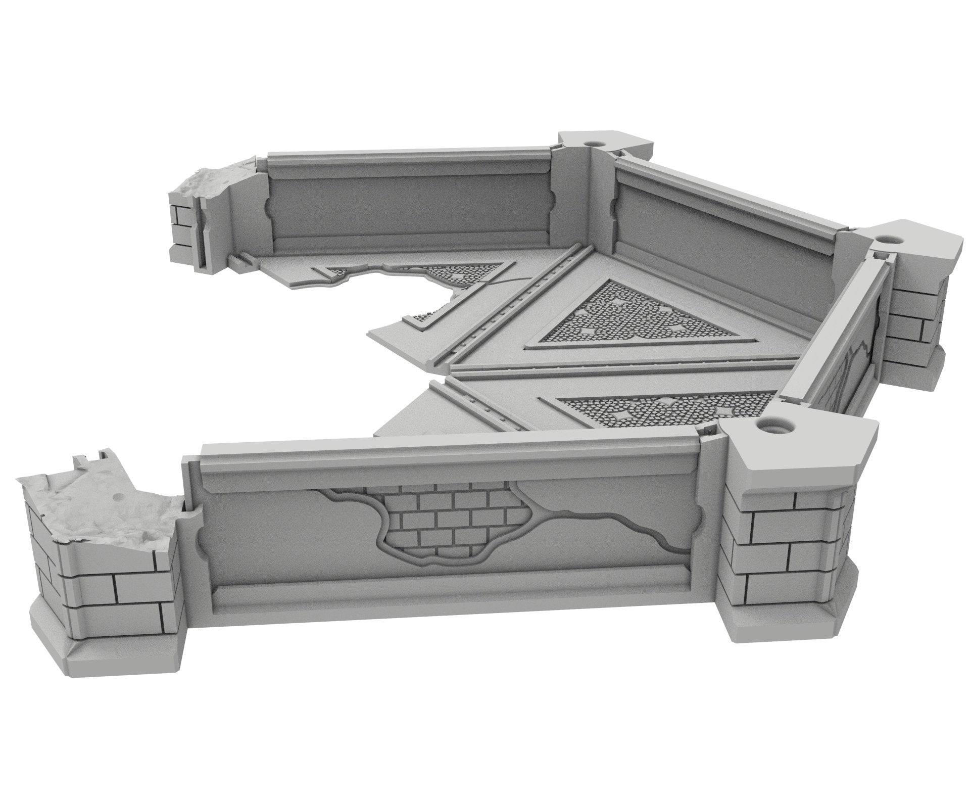 Civilian Ruined building printed in PLA and resin usable for warmachine, Damocles, One Page Rule, Firefight, infinity, scifi wargame...