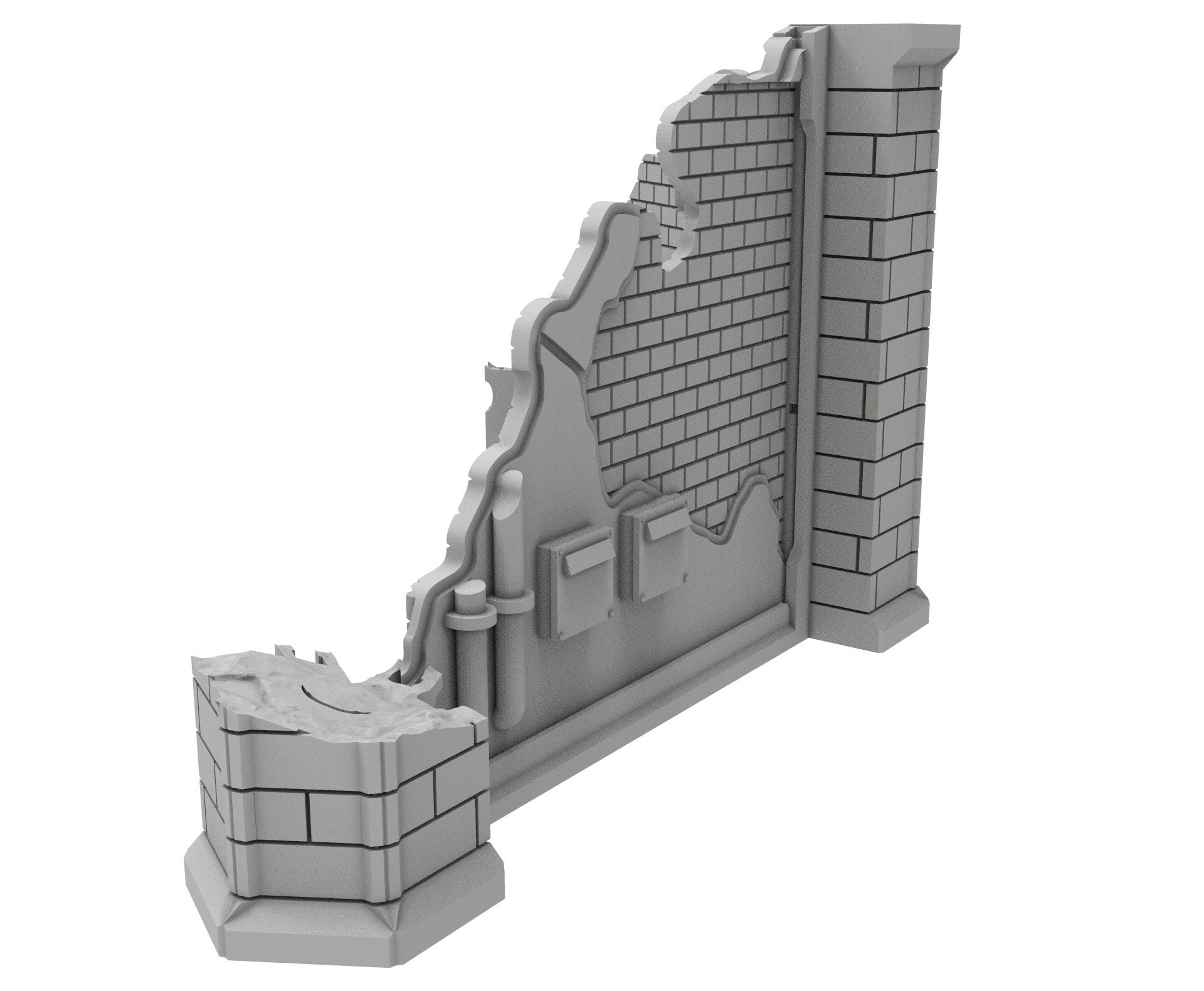 Civilian Ruined building printed in PLA and resin usable for warmachine, Damocles, One Page Rule, Firefight, infinity, scifi wargame...