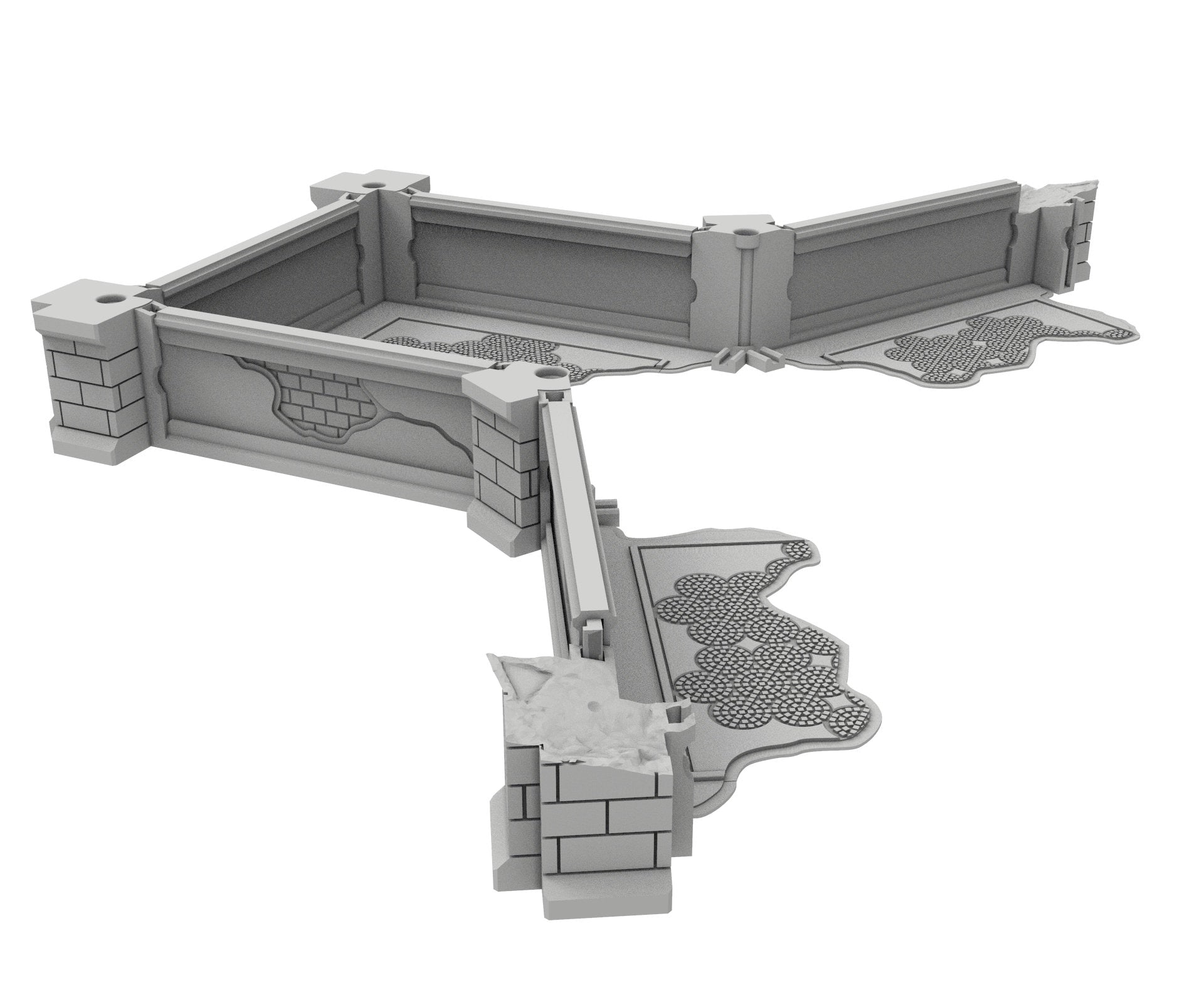 Civilian Ruined building printed in PLA and resin usable for warmachine, Damocles, One Page Rule, Firefight, infinity, scifi wargame...