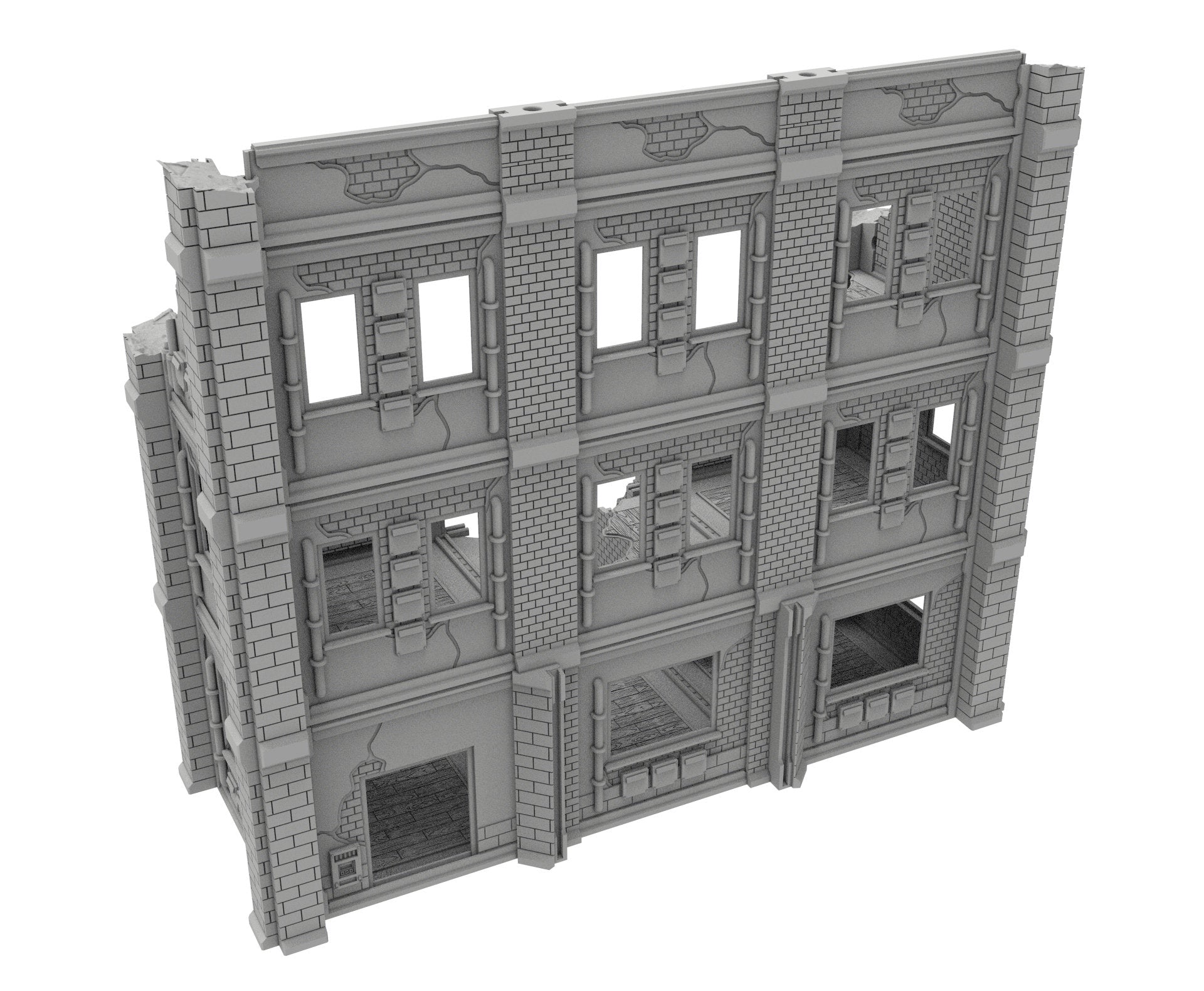 Civilian Ruined building printed in PLA and resin usable for warmachine, Damocles, One Page Rule, Firefight, infinity, scifi wargame...