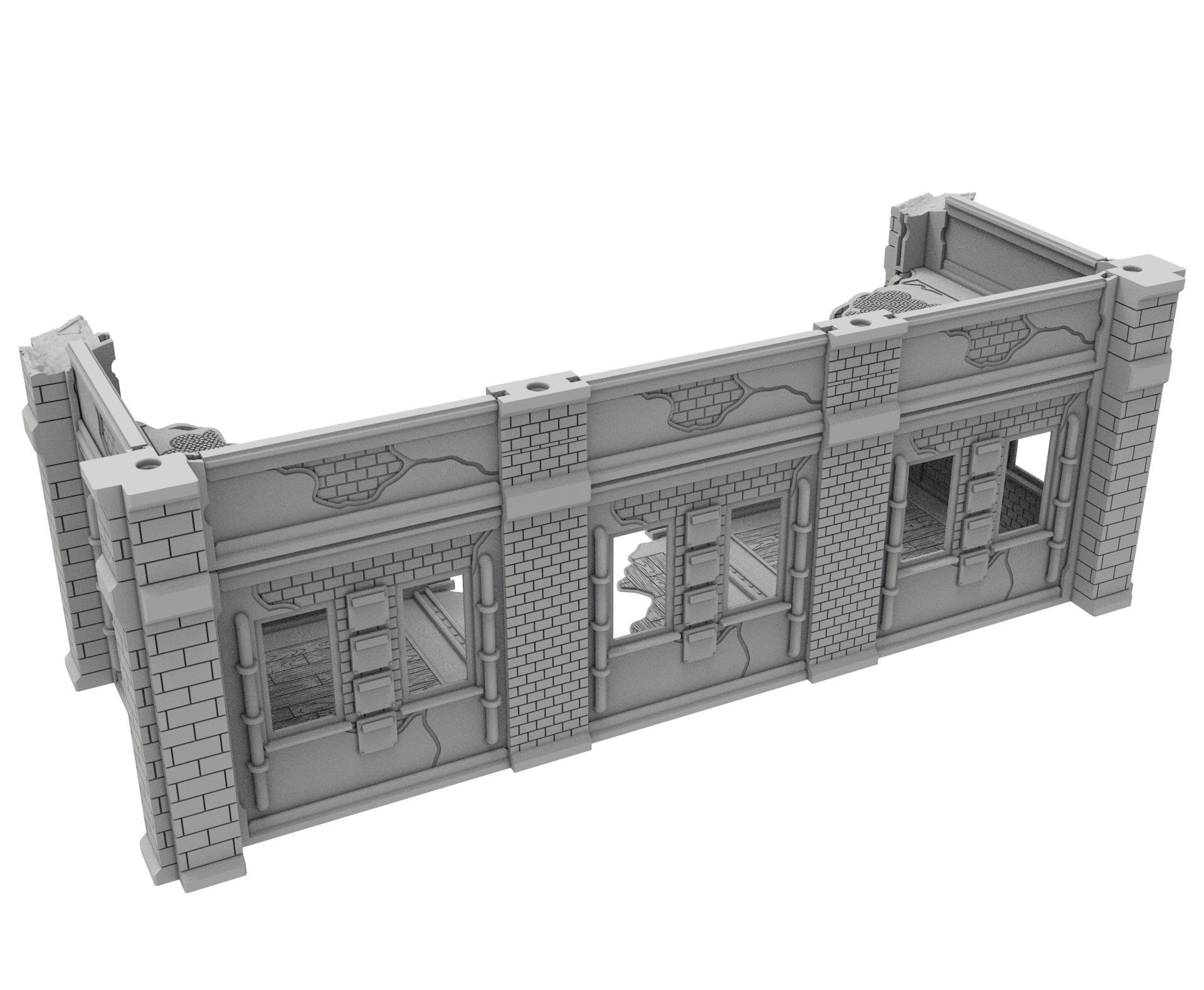 Civilian Ruined building printed in PLA and resin usable for warmachine, Damocles, One Page Rule, Firefight, infinity, scifi wargame...