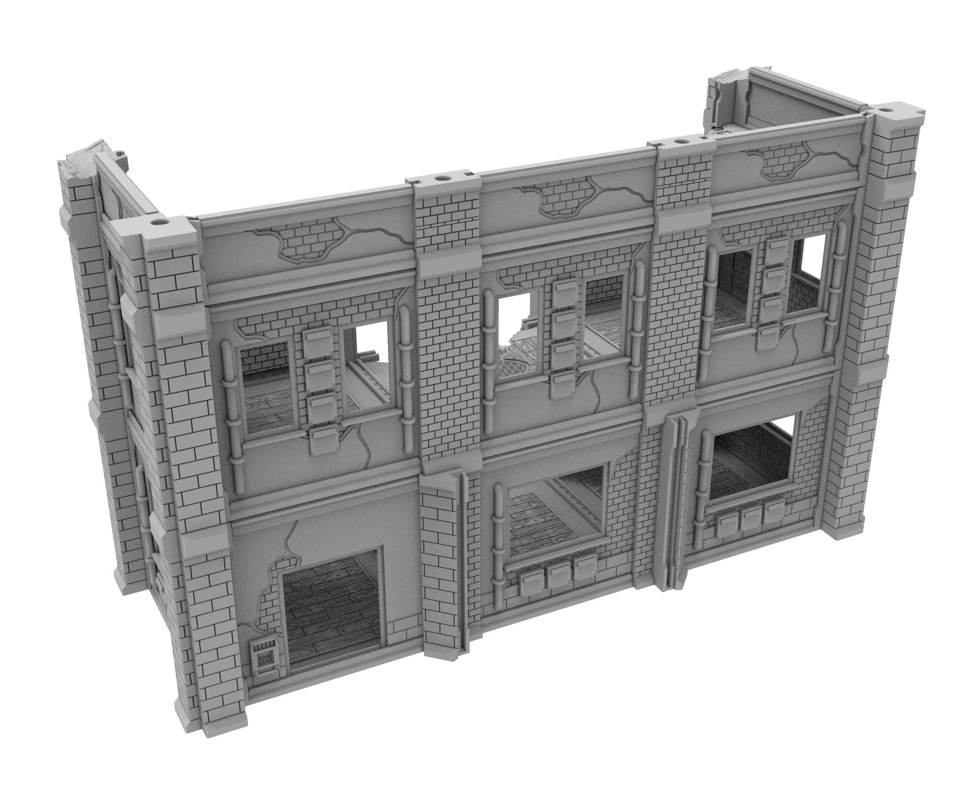 Civilian Ruined building printed in PLA and resin usable for warmachine, Damocles, One Page Rule, Firefight, infinity, scifi wargame...