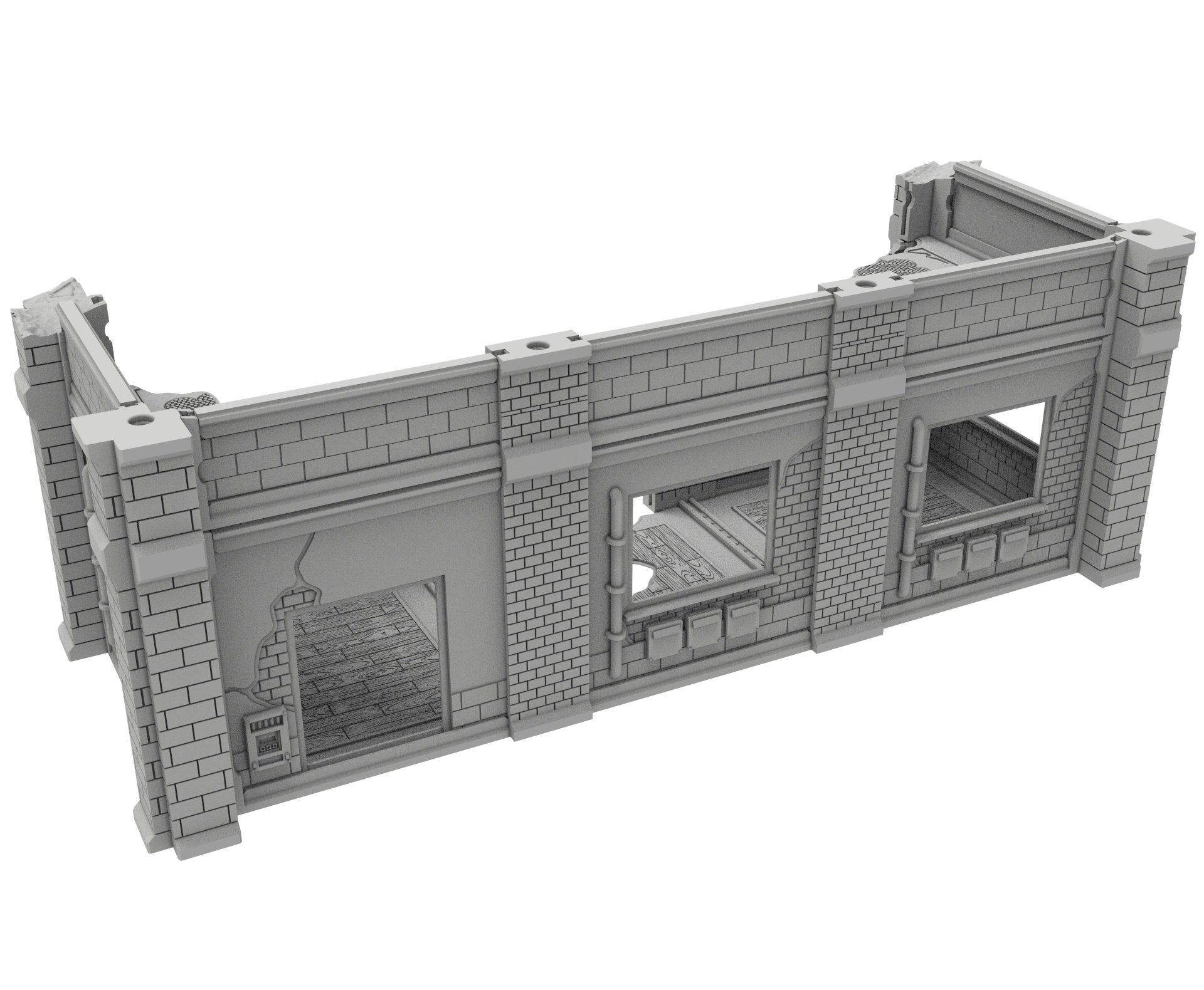 Civilian Ruined building printed in PLA and resin usable for warmachine, Damocles, One Page Rule, Firefight, infinity, scifi wargame...