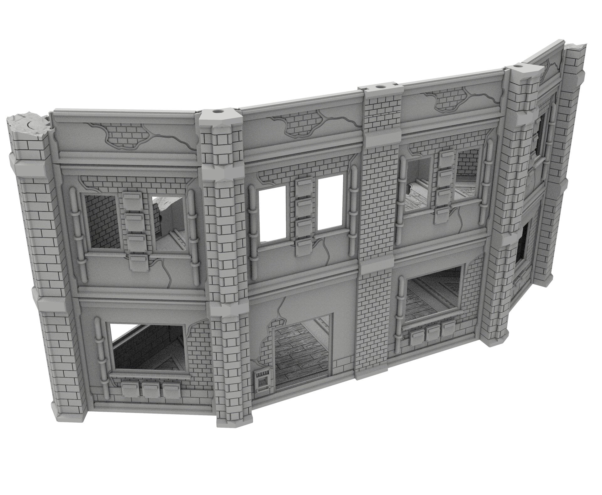 Civilian Ruined building printed in PLA and resin usable for warmachine, Damocles, One Page Rule, Firefight, infinity, scifi wargame...