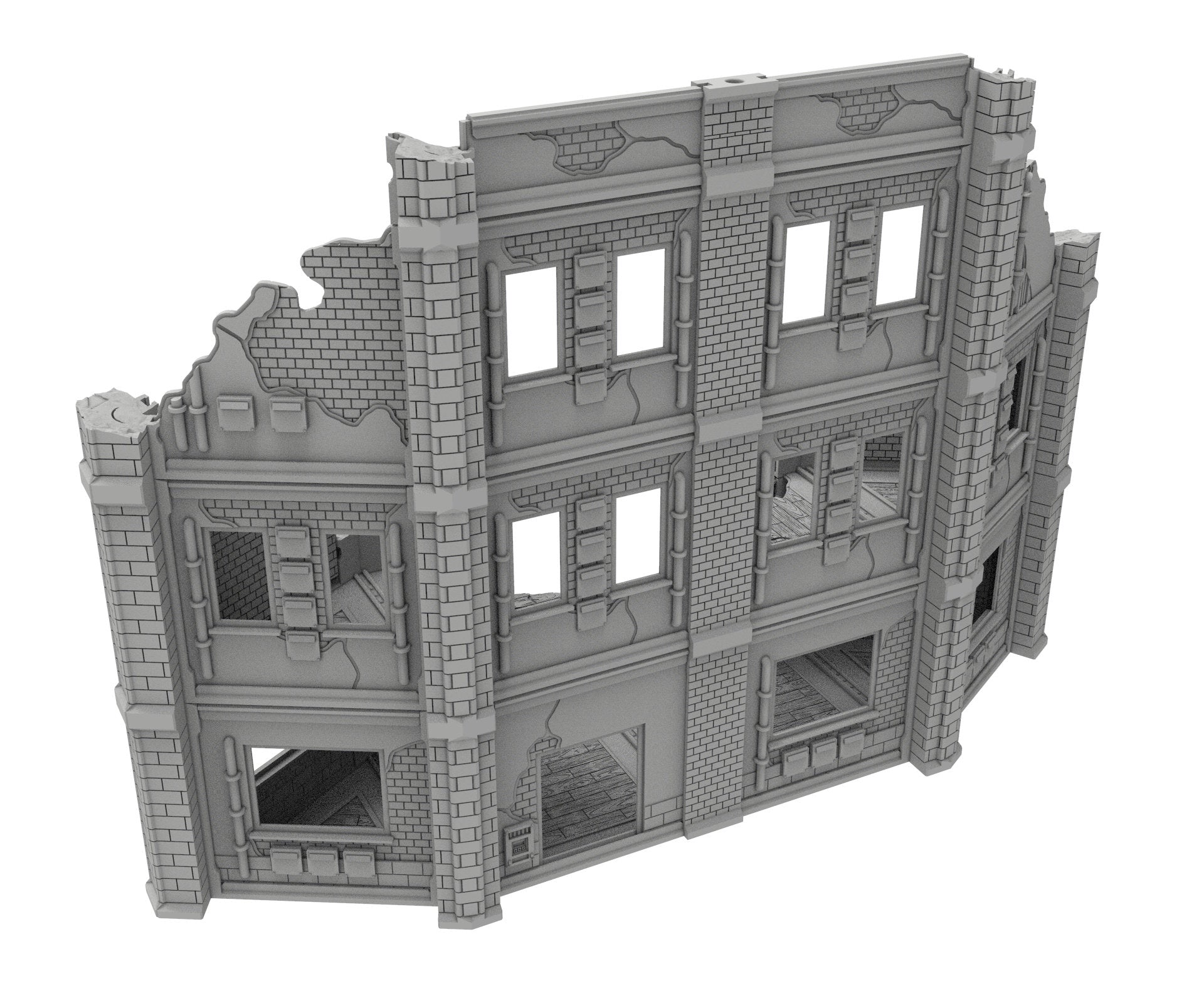 Civilian Ruined building printed in PLA and resin usable for warmachine, Damocles, One Page Rule, Firefight, infinity, scifi wargame...