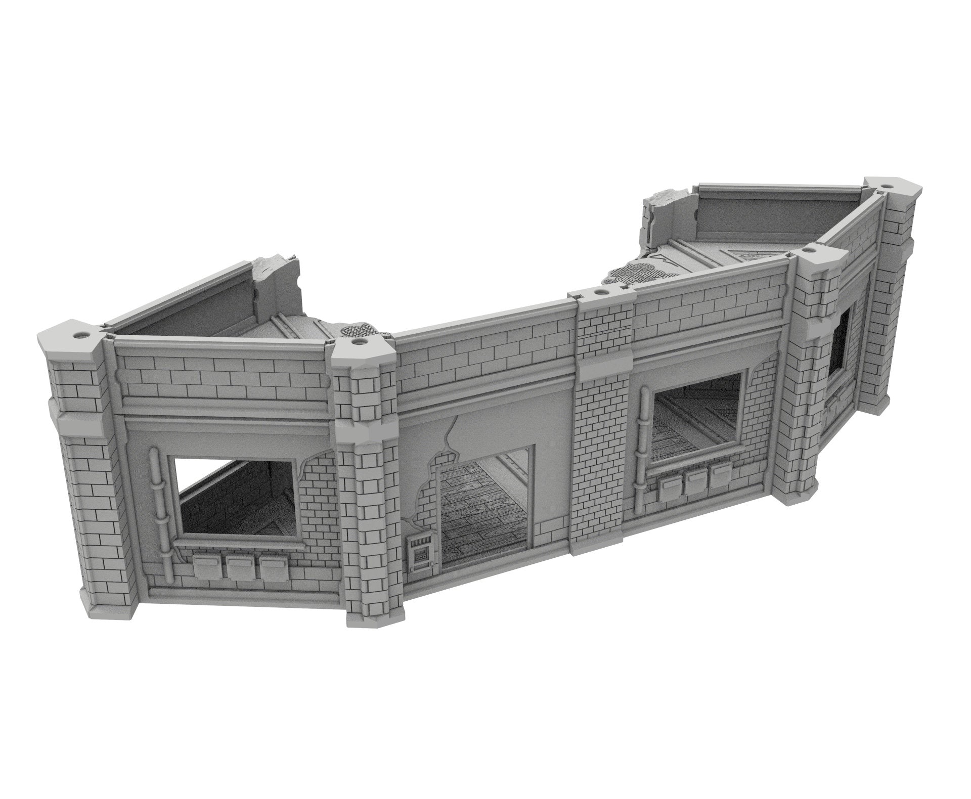 Civilian Ruined building printed in PLA and resin usable for warmachine, Damocles, One Page Rule, Firefight, infinity, scifi wargame...