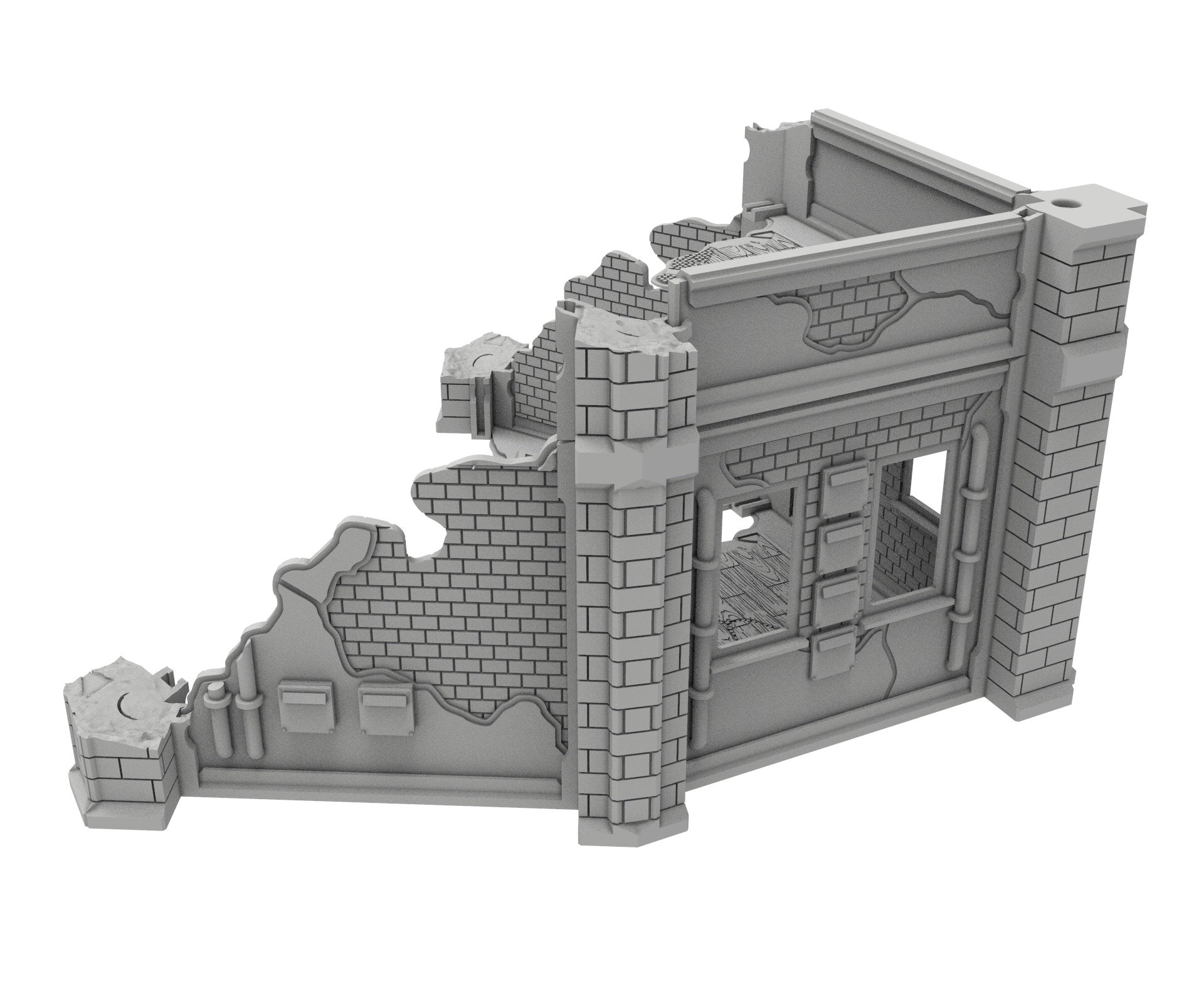 Civilian Ruined building printed in PLA and resin usable for warmachine, Damocles, One Page Rule, Firefight, infinity, scifi wargame...
