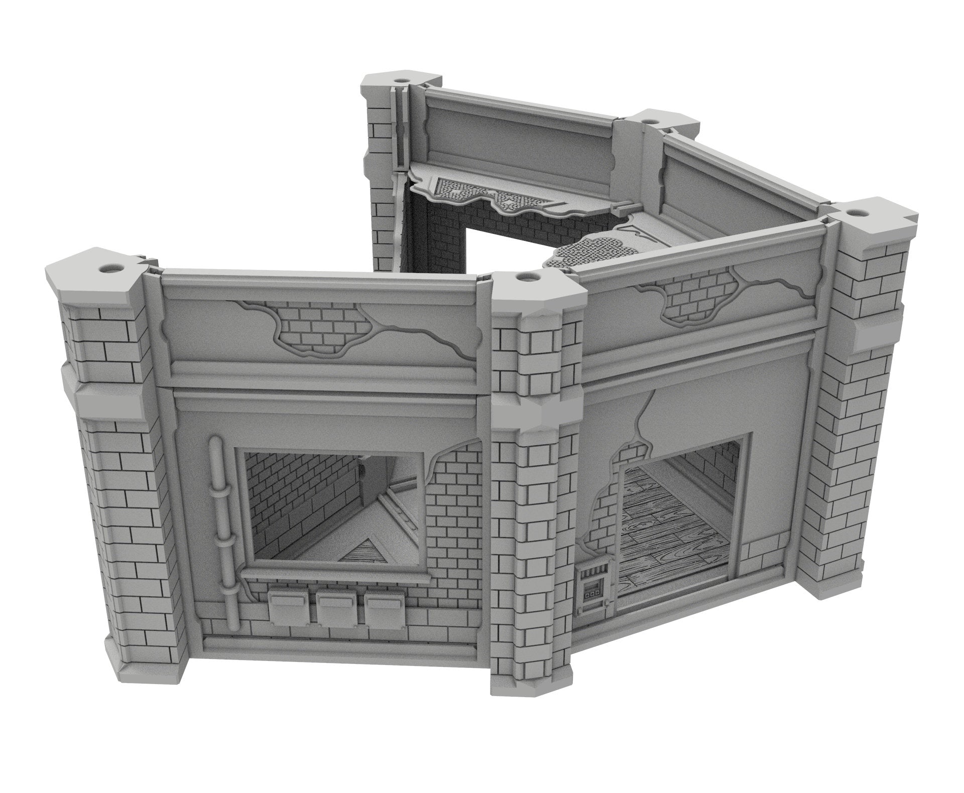 Civilian Ruined building printed in PLA and resin usable for warmachine, Damocles, One Page Rule, Firefight, infinity, scifi wargame...