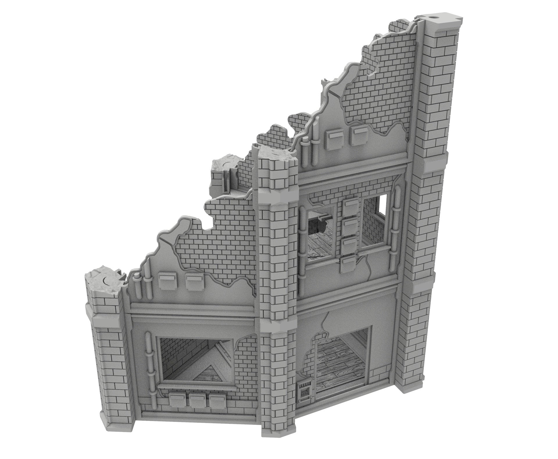 Civilian Ruined building printed in PLA and resin usable for warmachine, Damocles, One Page Rule, Firefight, infinity, scifi wargame...