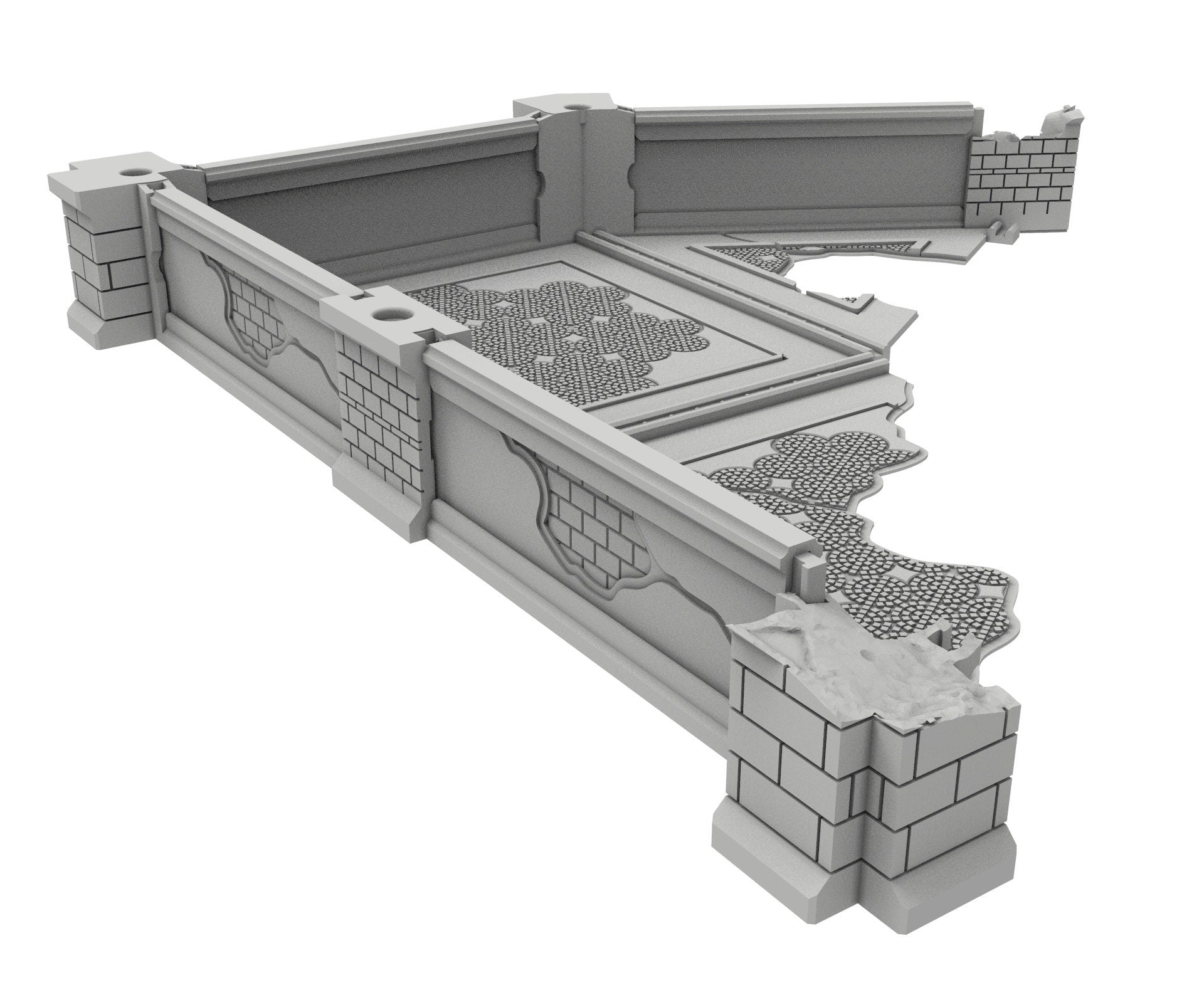 Civilian Ruined building printed in PLA and resin usable for warmachine, Damocles, One Page Rule, Firefight, infinity, scifi wargame...