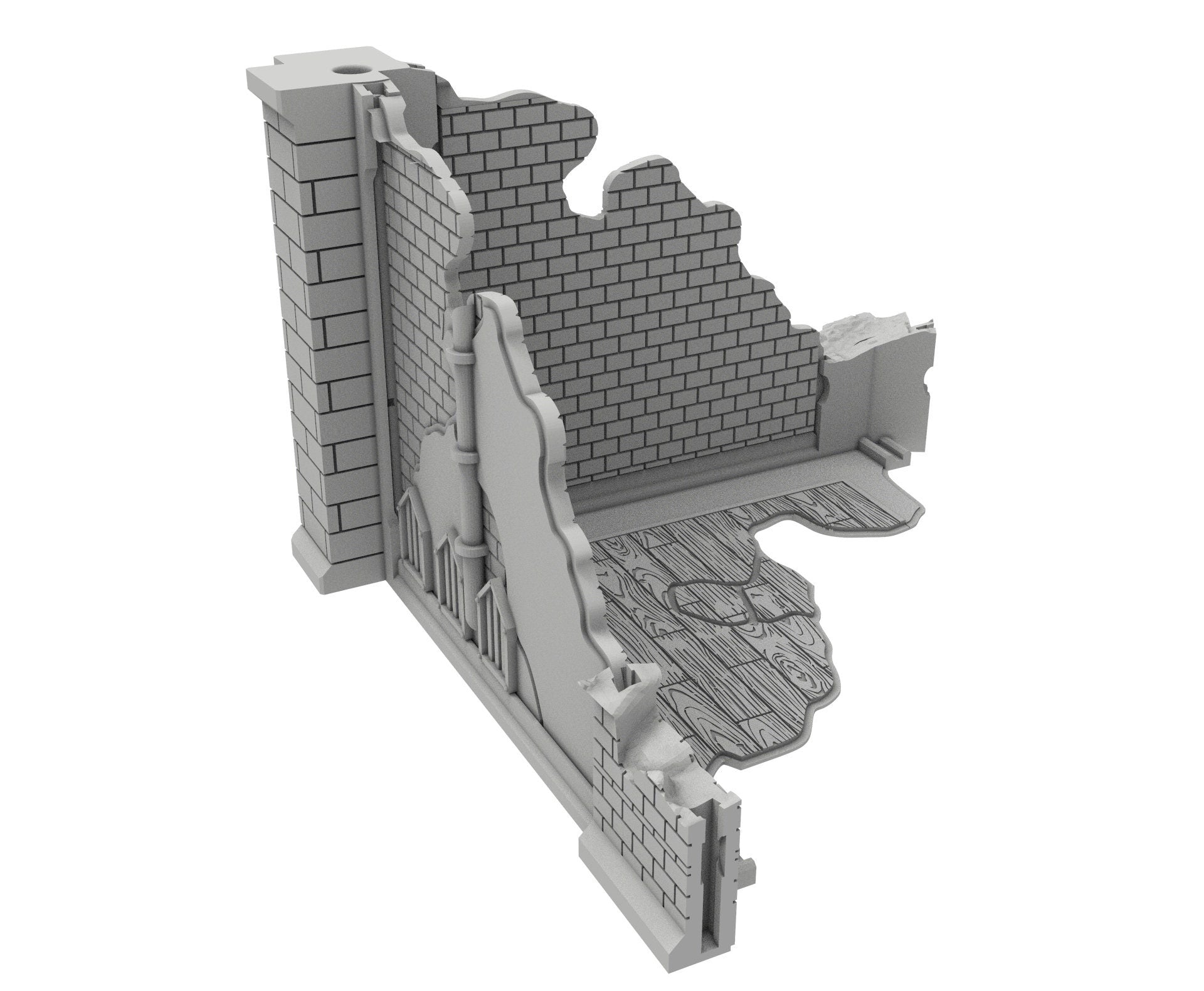 Civilian Ruined building printed in PLA and resin usable for warmachine, Damocles, One Page Rule, Firefight, infinity, scifi wargame...