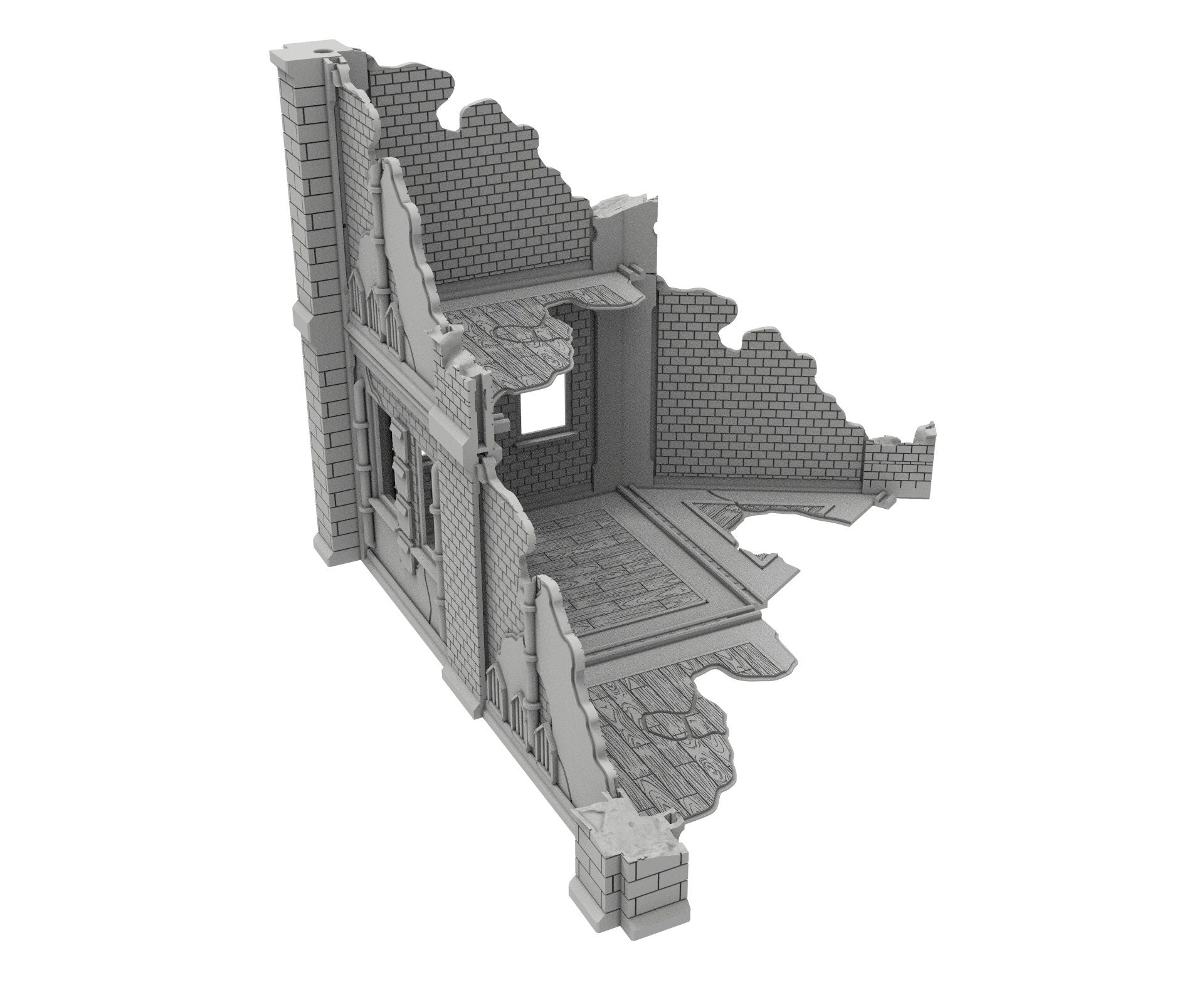 Civilian Ruined building printed in PLA and resin usable for warmachine, Damocles, One Page Rule, Firefight, infinity, scifi wargame...