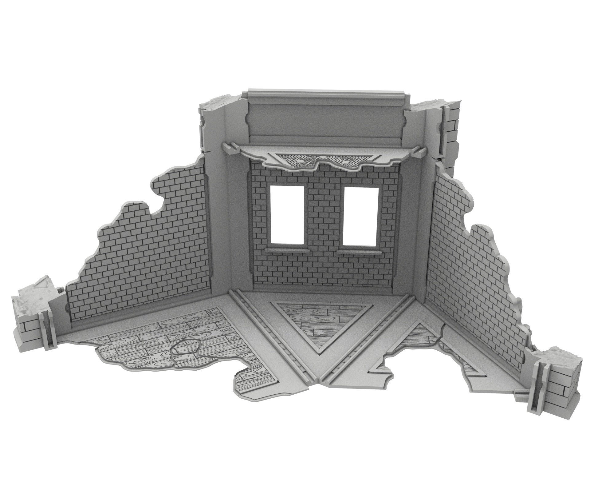 Civilian Ruined building printed in PLA and resin usable for warmachine, Damocles, One Page Rule, Firefight, infinity, scifi wargame...