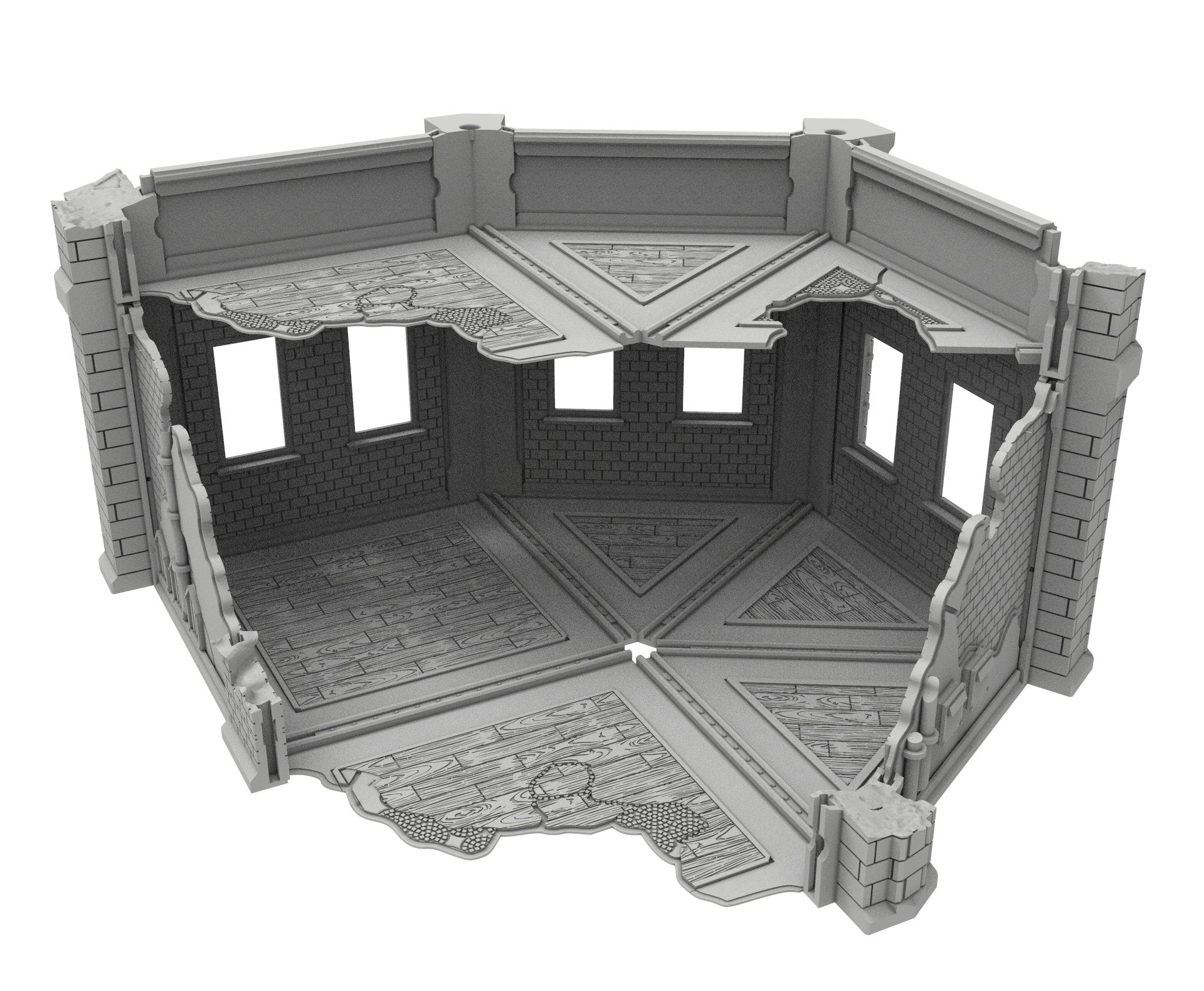 Civilian Ruined building printed in PLA and resin usable for warmachine, Damocles, One Page Rule, Firefight, infinity, scifi wargame...