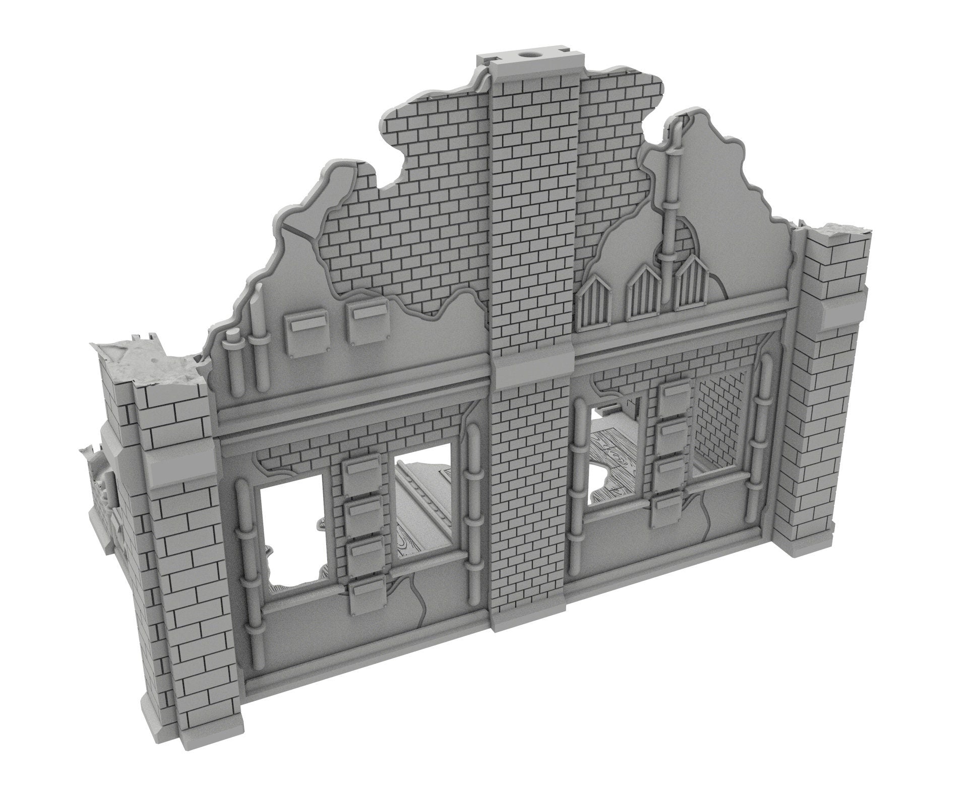 Civilian Ruined building printed in PLA and resin usable for warmachine, Damocles, One Page Rule, Firefight, infinity, scifi wargame...