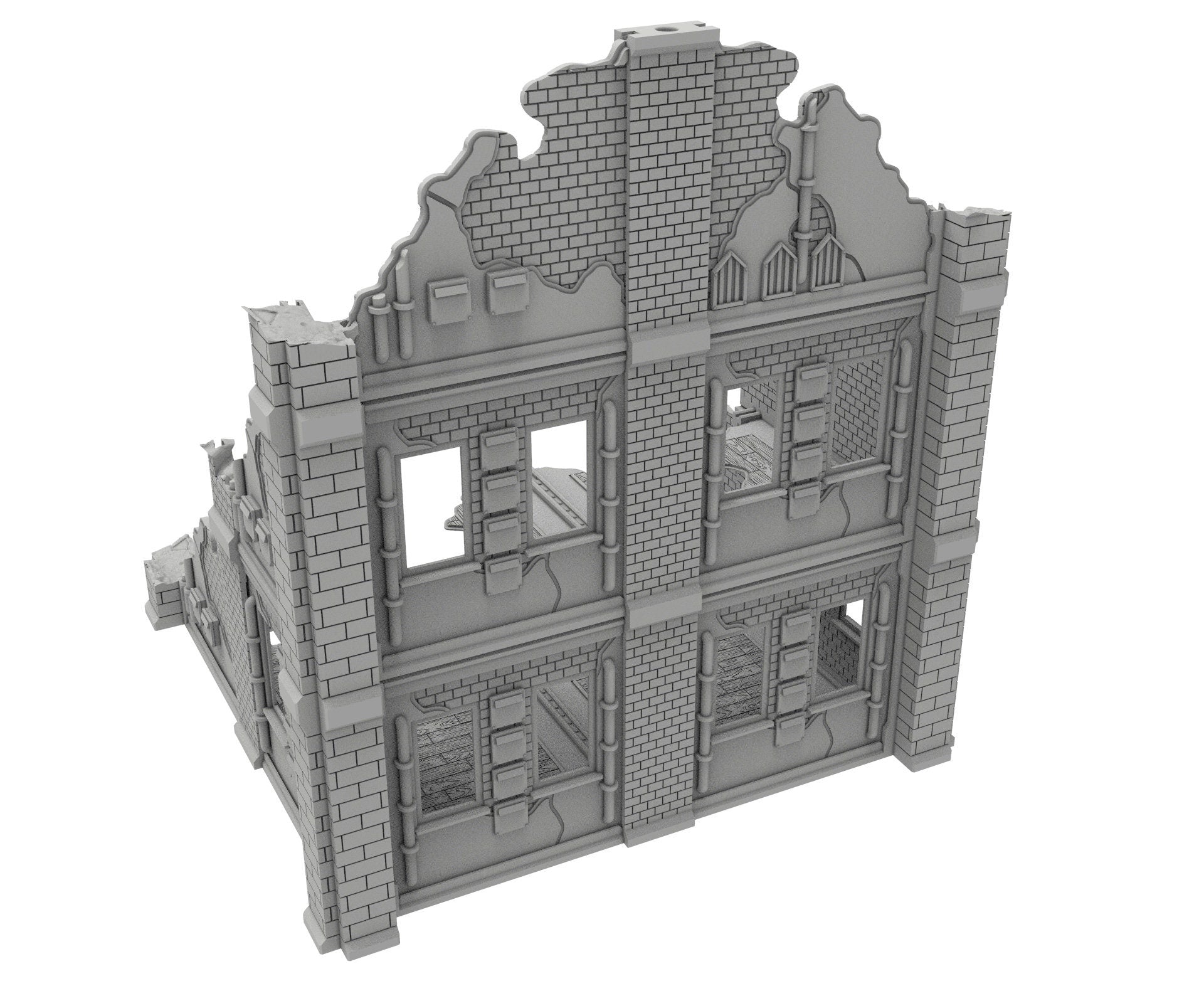 Civilian Ruined building printed in PLA and resin usable for warmachine, Damocles, One Page Rule, Firefight, infinity, scifi wargame...