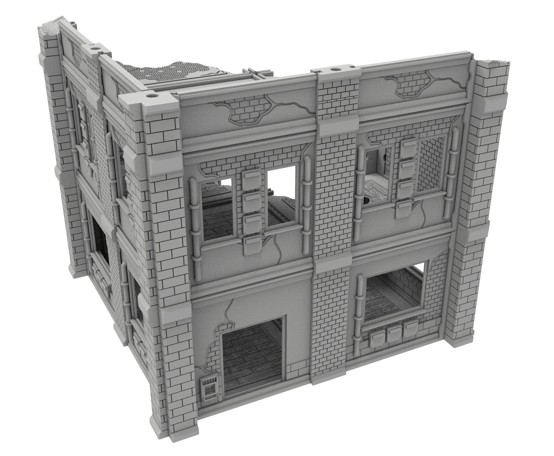 Civilian Ruined building printed in PLA and resin usable for warmachine, Damocles, One Page Rule, Firefight, infinity, scifi wargame...