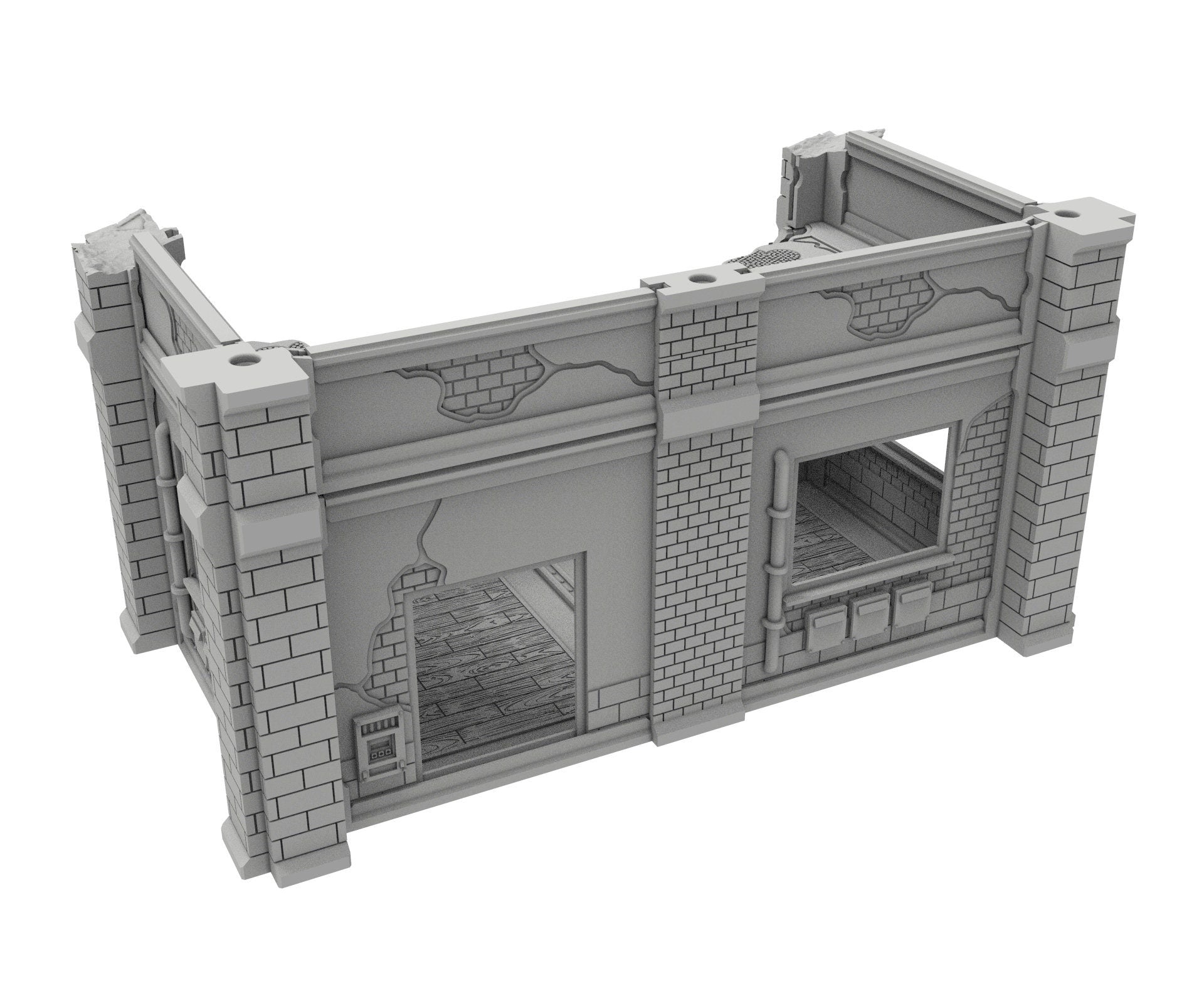 Civilian Ruined building printed in PLA and resin usable for warmachine, Damocles, One Page Rule, Firefight, infinity, scifi wargame...