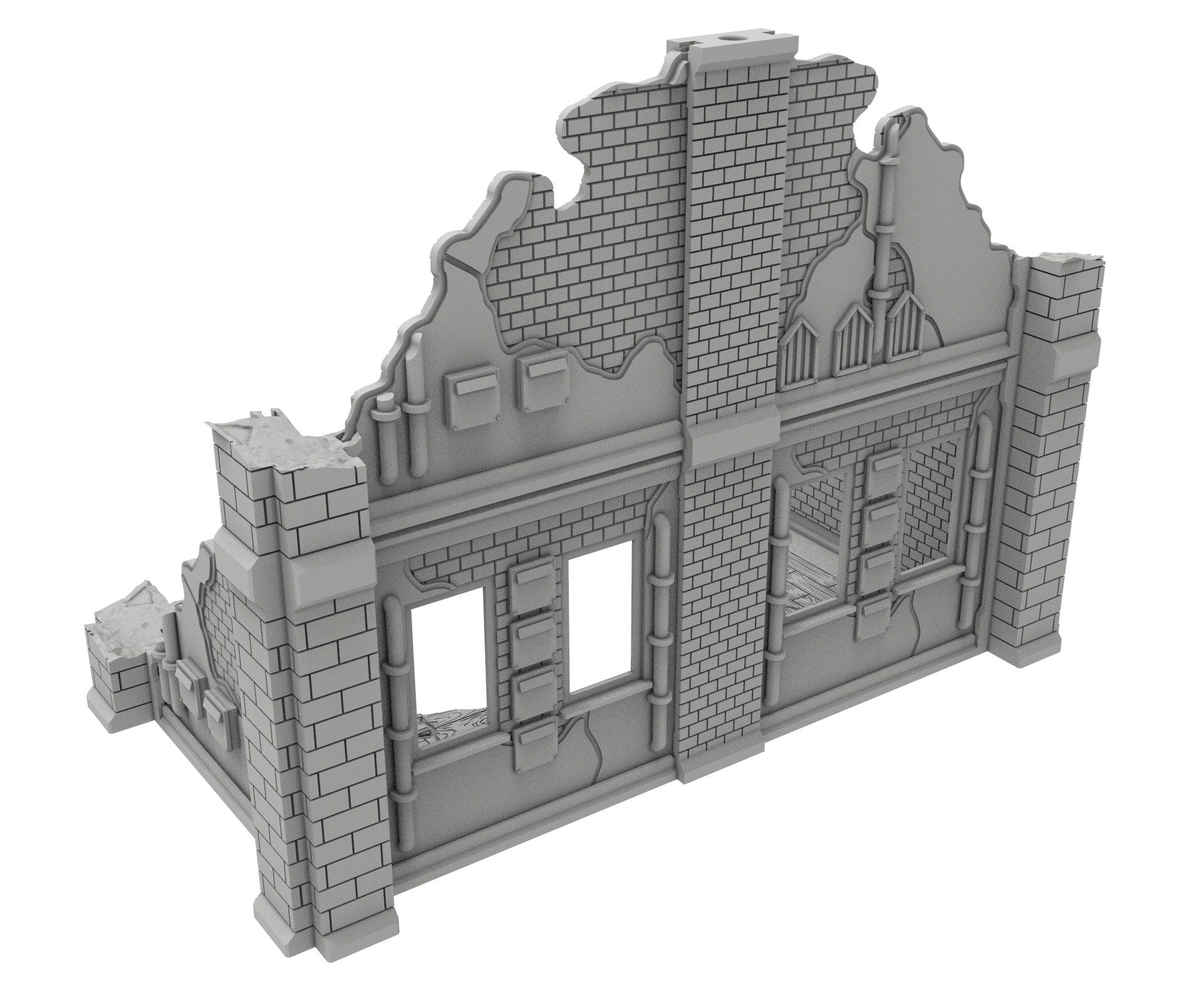 Civilian Ruined building printed in PLA and resin usable for warmachine, Damocles, One Page Rule, Firefight, infinity, scifi wargame...