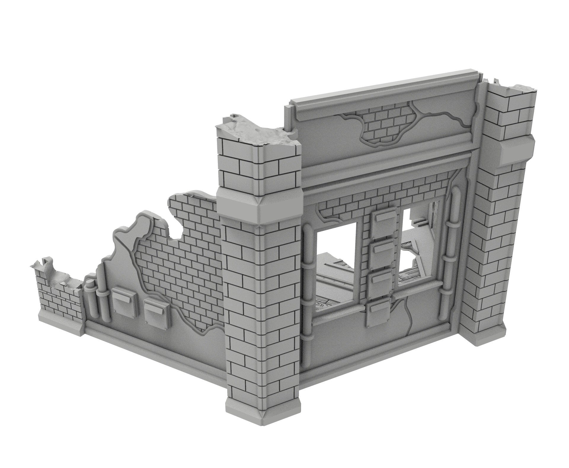 Civilian Ruined building printed in PLA and resin usable for warmachine, Damocles, One Page Rule, Firefight, infinity, scifi wargame...