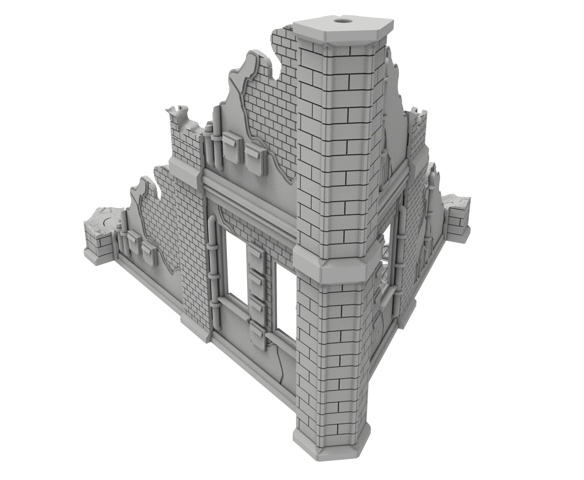 Civilian Ruined building printed in PLA and resin usable for warmachine, Damocles, One Page Rule, Firefight, infinity, scifi wargame...