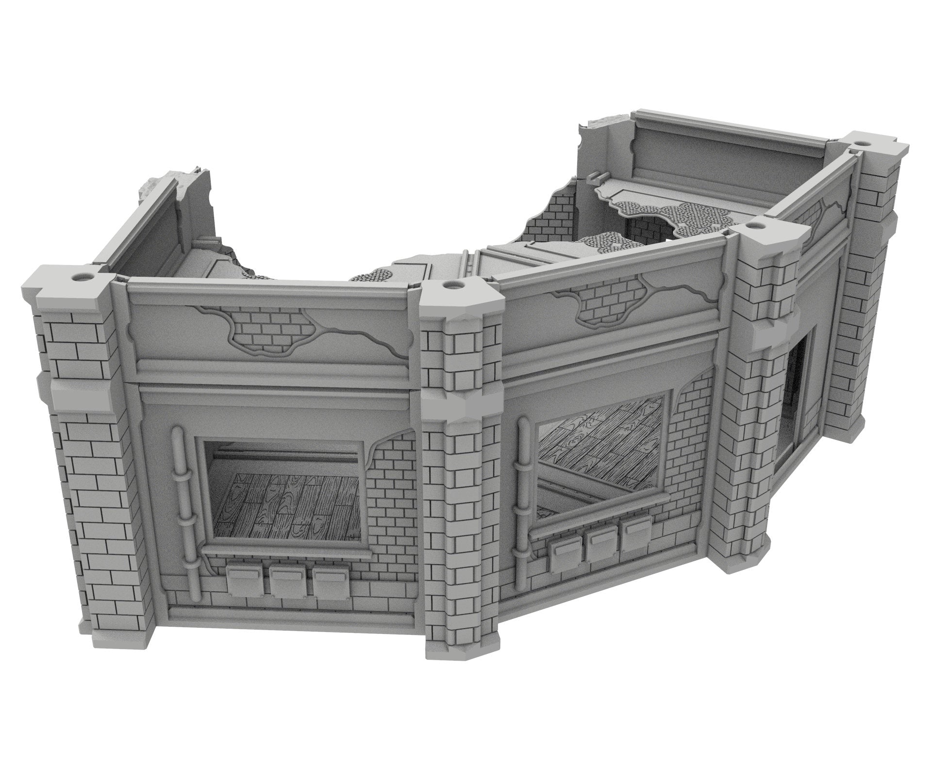 Civilian Ruined building printed in PLA and resin usable for warmachine, Damocles, One Page Rule, Firefight, infinity, scifi wargame...