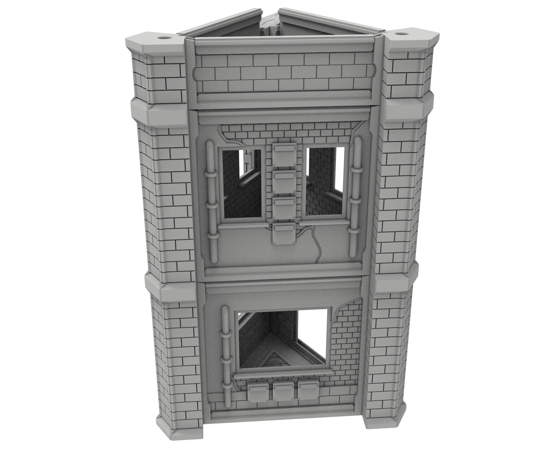 Civilian Ruined building printed in PLA and resin usable for warmachine, Damocles, One Page Rule, Firefight, infinity, scifi wargame...