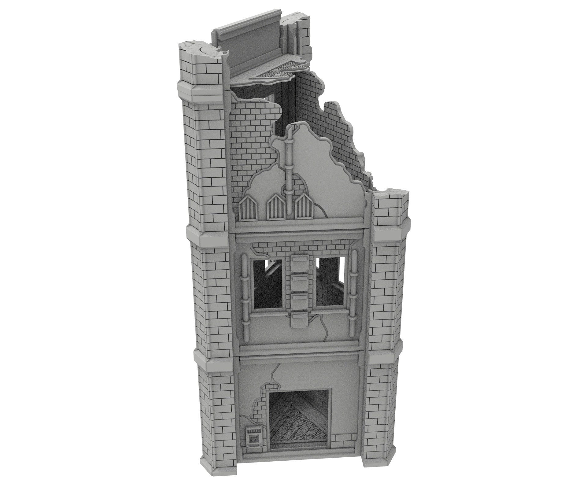 Civilian Ruined building printed in PLA and resin usable for warmachine, Damocles, One Page Rule, Firefight, infinity, scifi wargame...