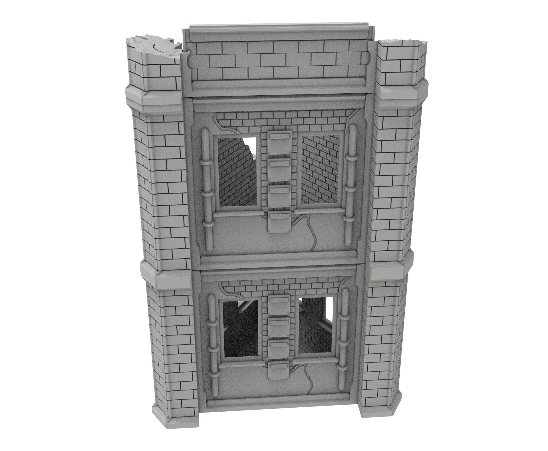 Civilian Ruined building printed in PLA and resin usable for warmachine, Damocles, One Page Rule, Firefight, infinity, scifi wargame...