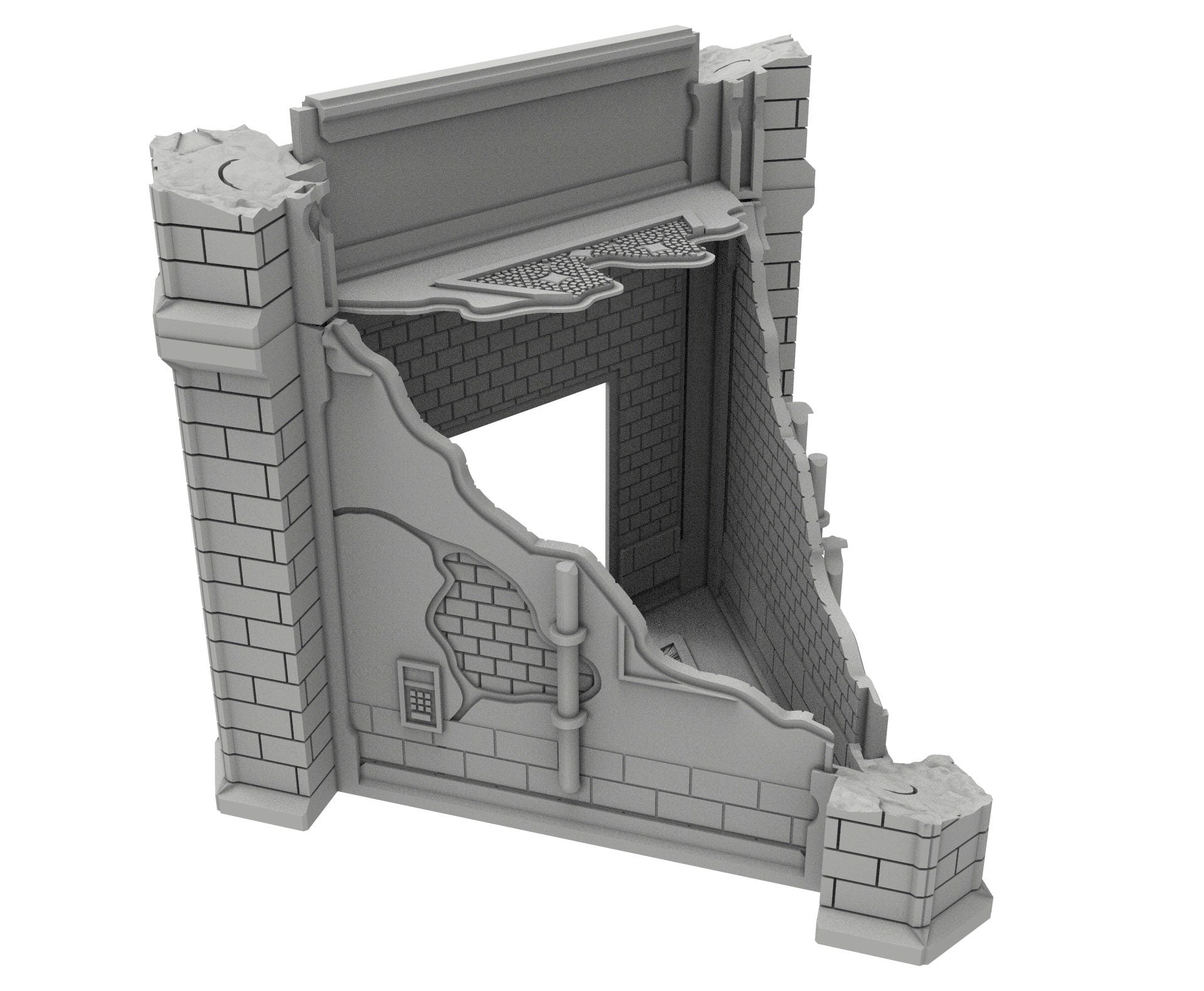 Civilian Ruined building printed in PLA and resin usable for warmachine, Damocles, One Page Rule, Firefight, infinity, scifi wargame...