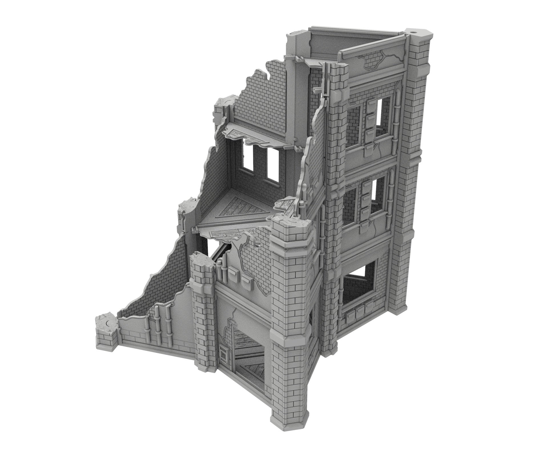 Civilian Ruined building printed in PLA and resin usable for warmachine, Damocles, One Page Rule, Firefight, infinity, scifi wargame...