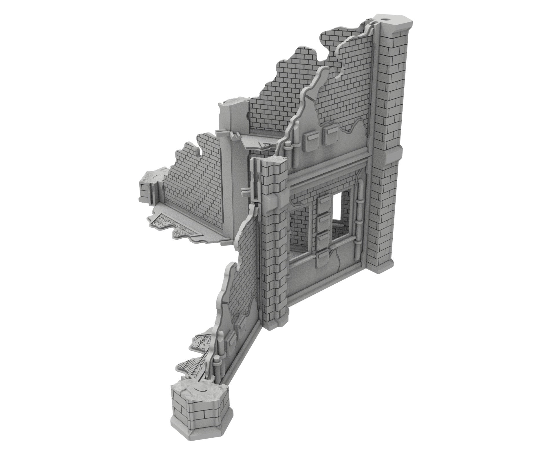 Civilian Ruined building printed in PLA and resin usable for warmachine, Damocles, One Page Rule, Firefight, infinity, scifi wargame...