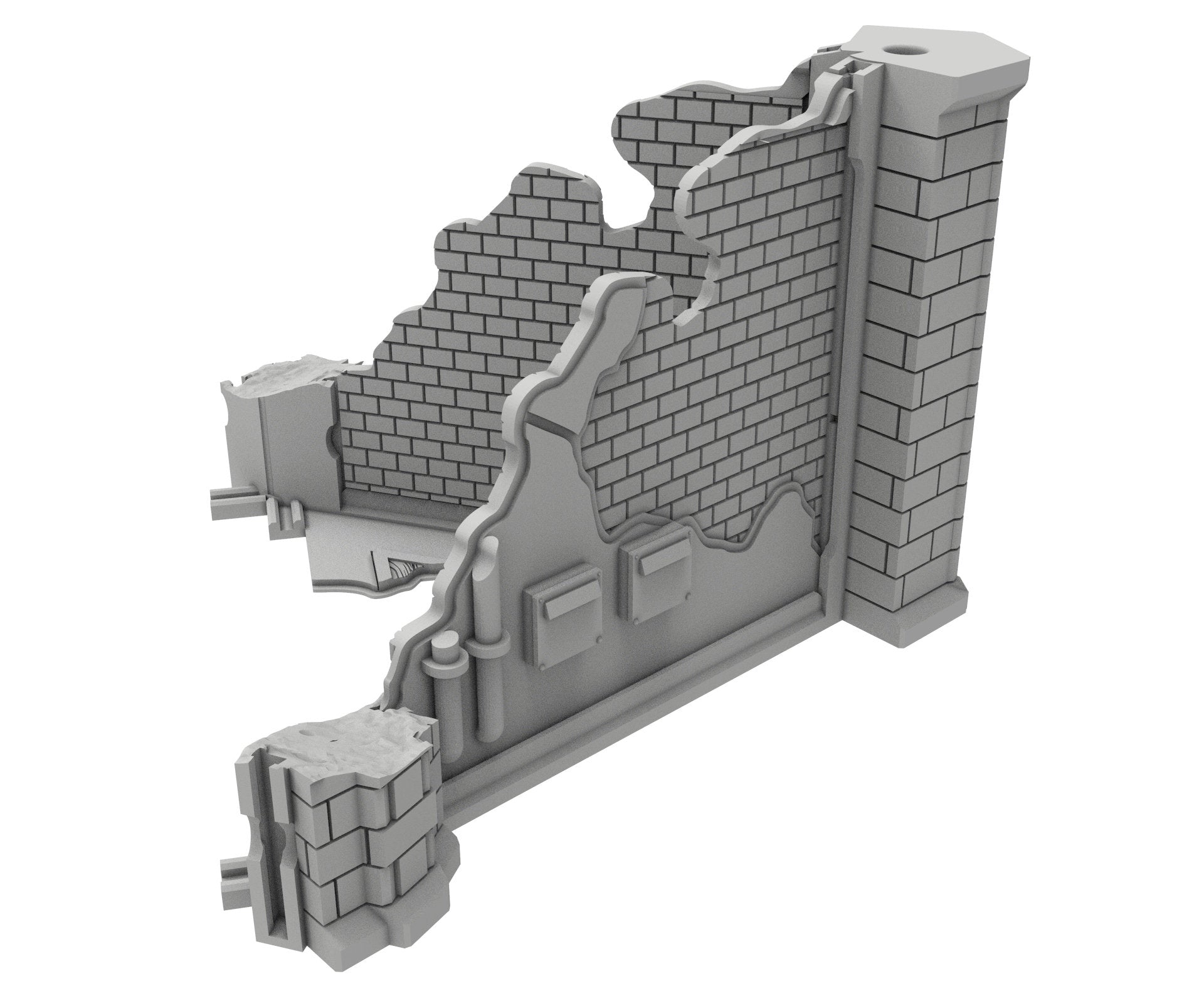 Civilian Ruined building printed in PLA and resin usable for warmachine, Damocles, One Page Rule, Firefight, infinity, scifi wargame...